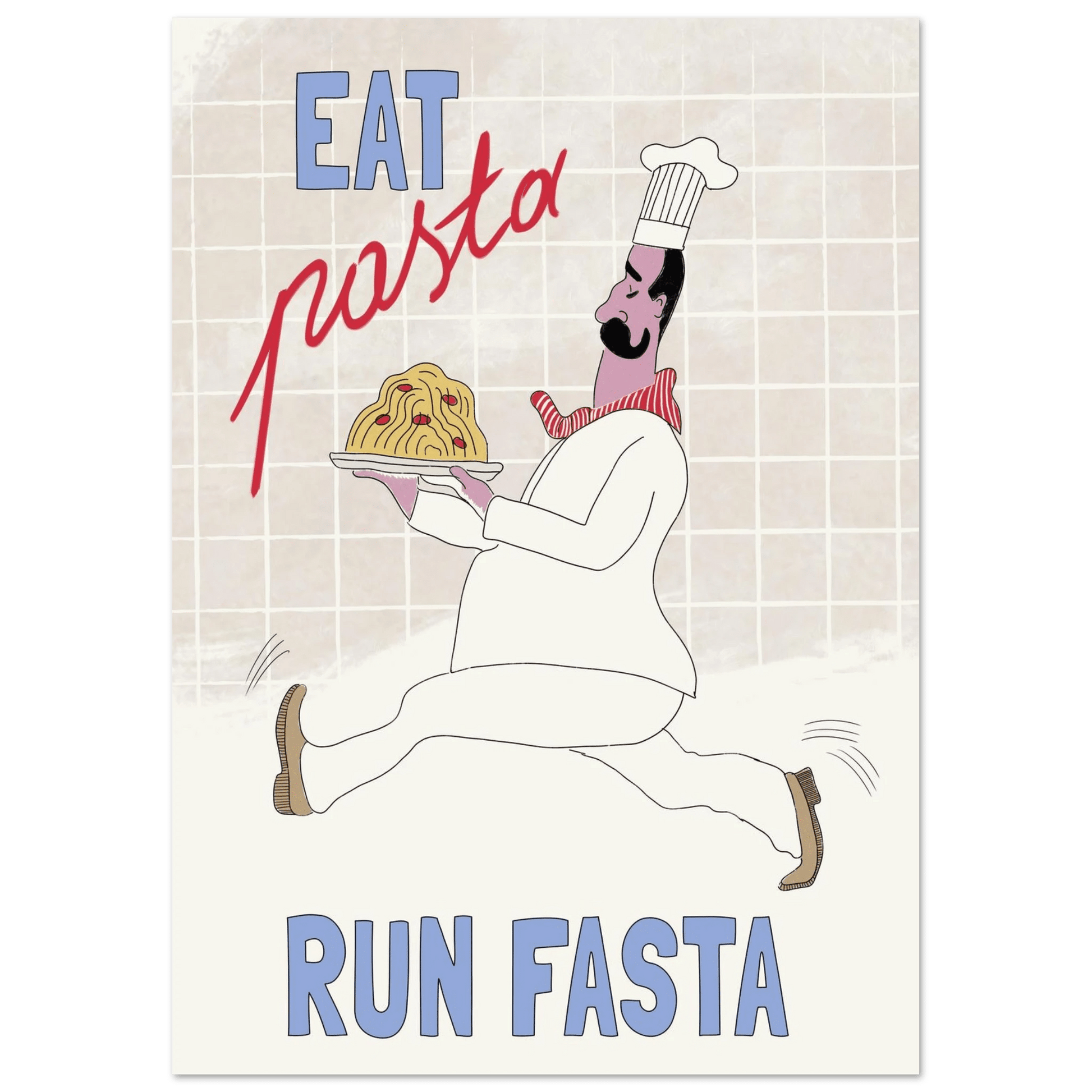 Eat Pasta Run Fasta Poster – Fun Kitchen Wall Art Print (Digital & Printed Options) - Evergreen Posters