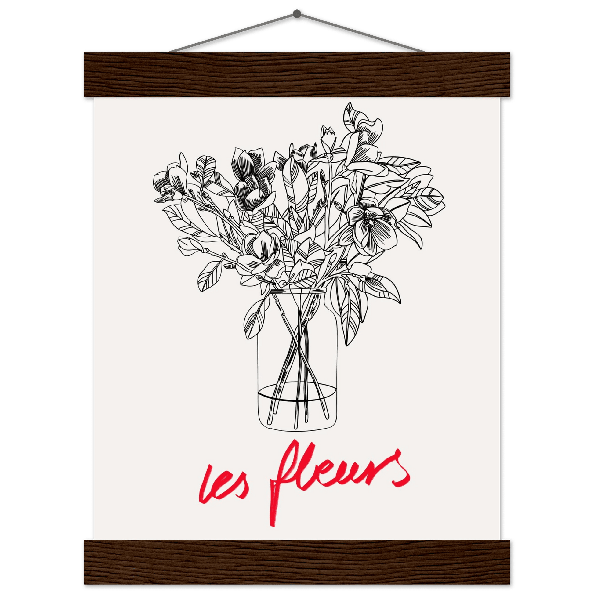 Les Fleurs Botanical Poster | French Flower Line Art Print | Minimalist Floral Wall Decor - Evergreen Posters