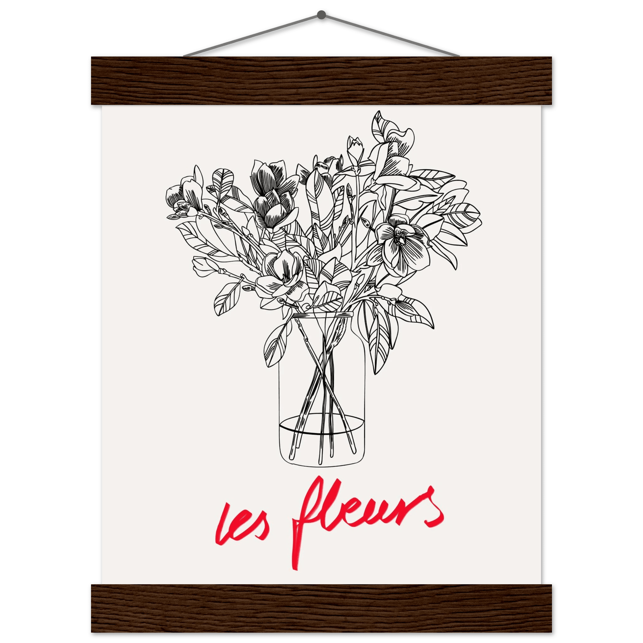 Les Fleurs Botanical Poster | French Flower Line Art Print | Minimalist Floral Wall Decor - Evergreen Posters