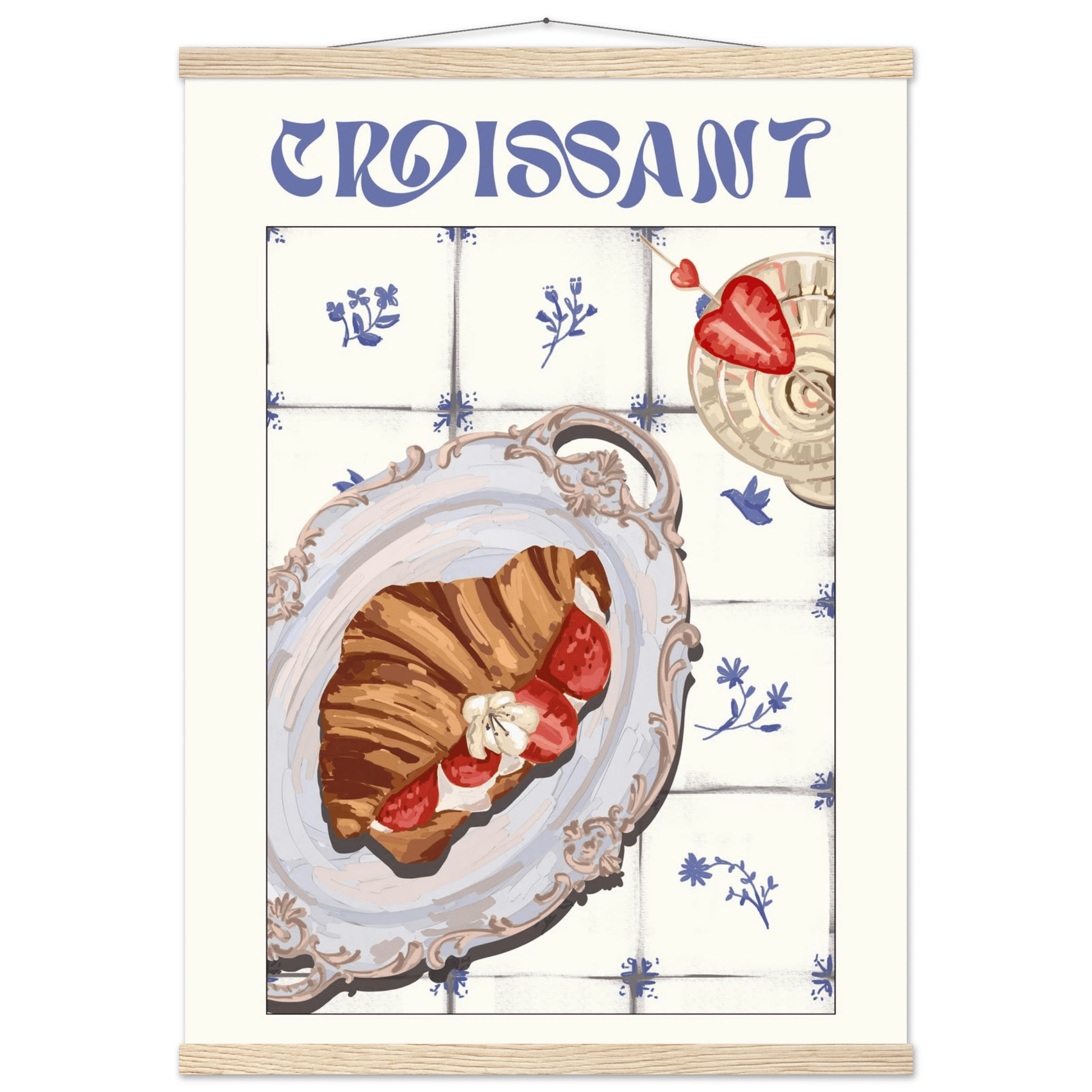 Croissant Poster – Charming French Breakfast Kitchen Wall Art Print (Digital & Printed Options) - Evergreen Posters