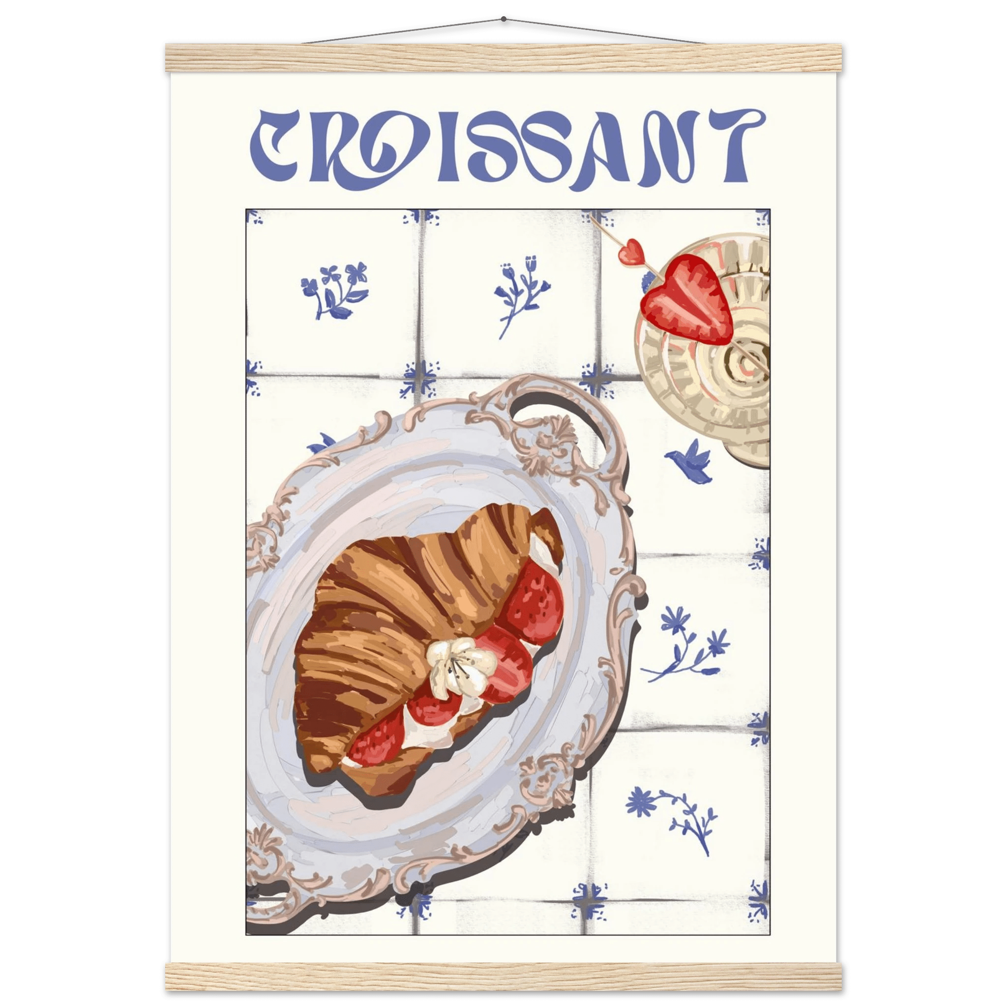 Croissant Poster – Charming French Breakfast Kitchen Wall Art Print (Digital & Printed Options) - Evergreen Posters