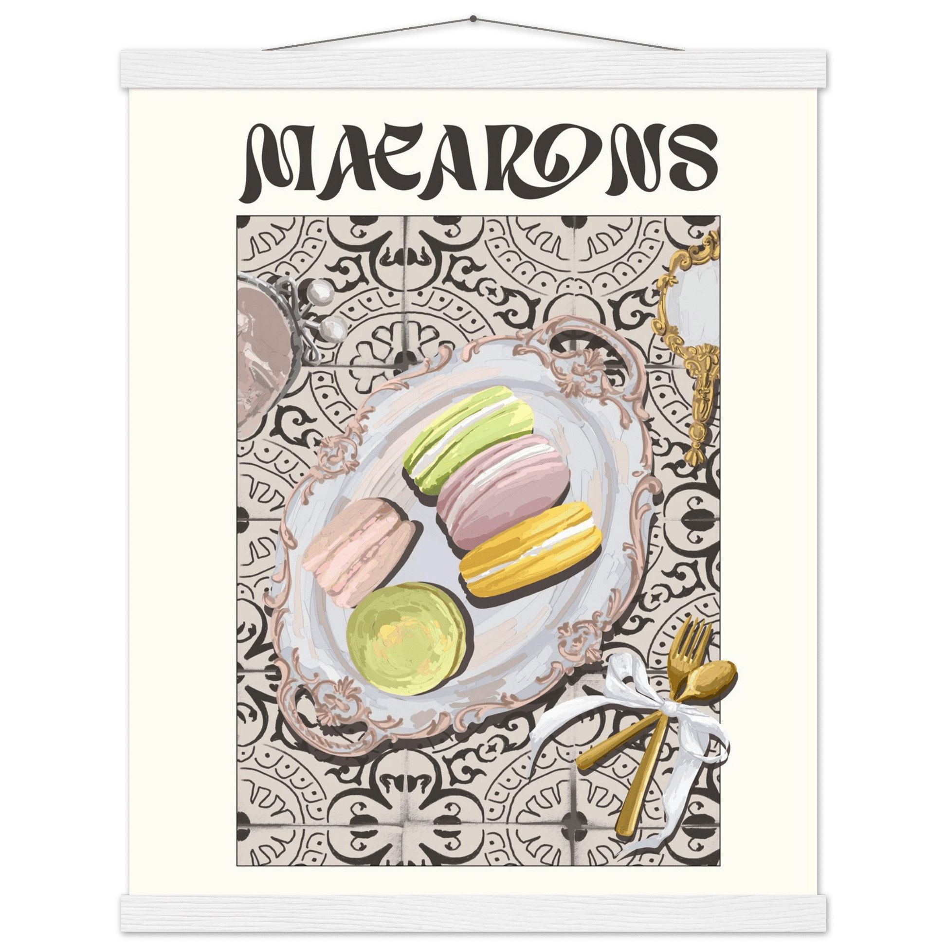 Macarons Poster – Playful French Patisserie Kitchen Wall Art Print (Digital & Printed Options) - Evergreen Posters