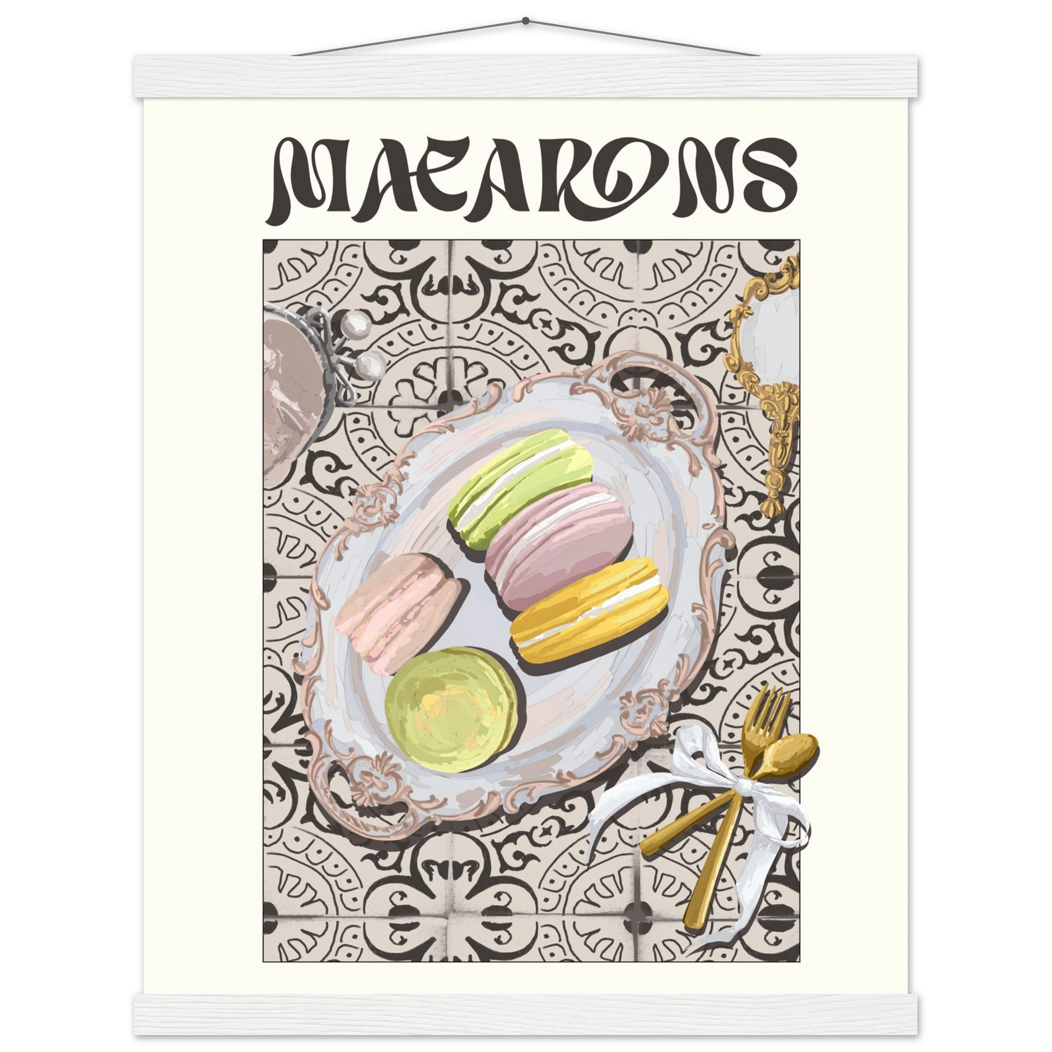 Macarons Poster – Playful French Patisserie Kitchen Wall Art Print (Digital & Printed Options) - Evergreen Posters