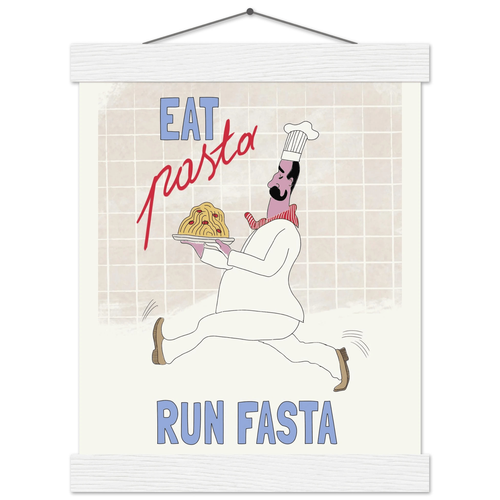 Eat Pasta Run Fasta Poster – Fun Kitchen Wall Art Print (Digital & Printed Options) - Evergreen Posters