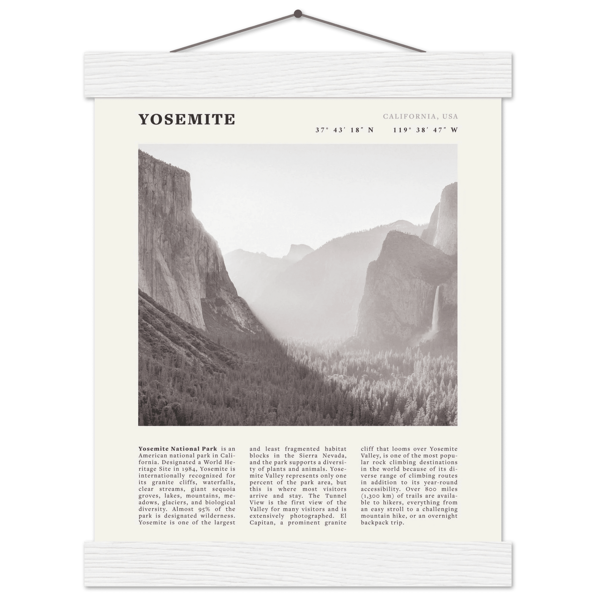 Yosemite Poster | Black & White National Park Wall Art | California Nature Print - Evergreen Posters