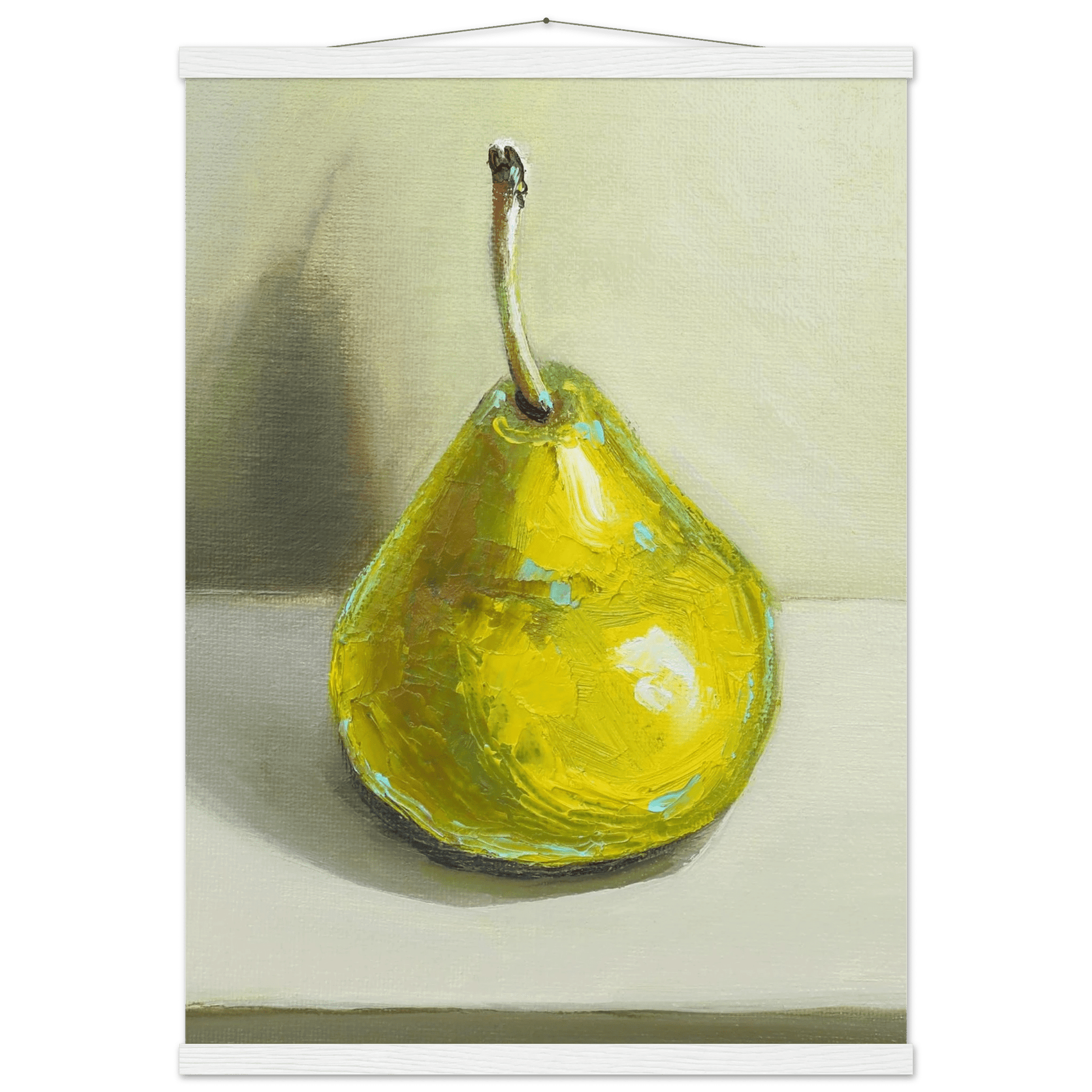 Pear Print | Green Pear Oil Painting Wall Art | Kitchen Poster - Evergreen Posters