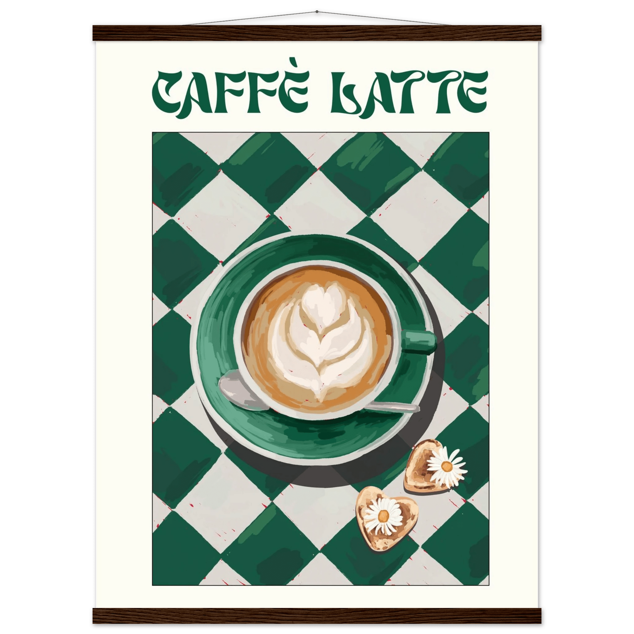 Caffè Latte Poster – Playful Coffee Kitchen Wall Art Print (Digital & Printed Options) - Evergreen Posters
