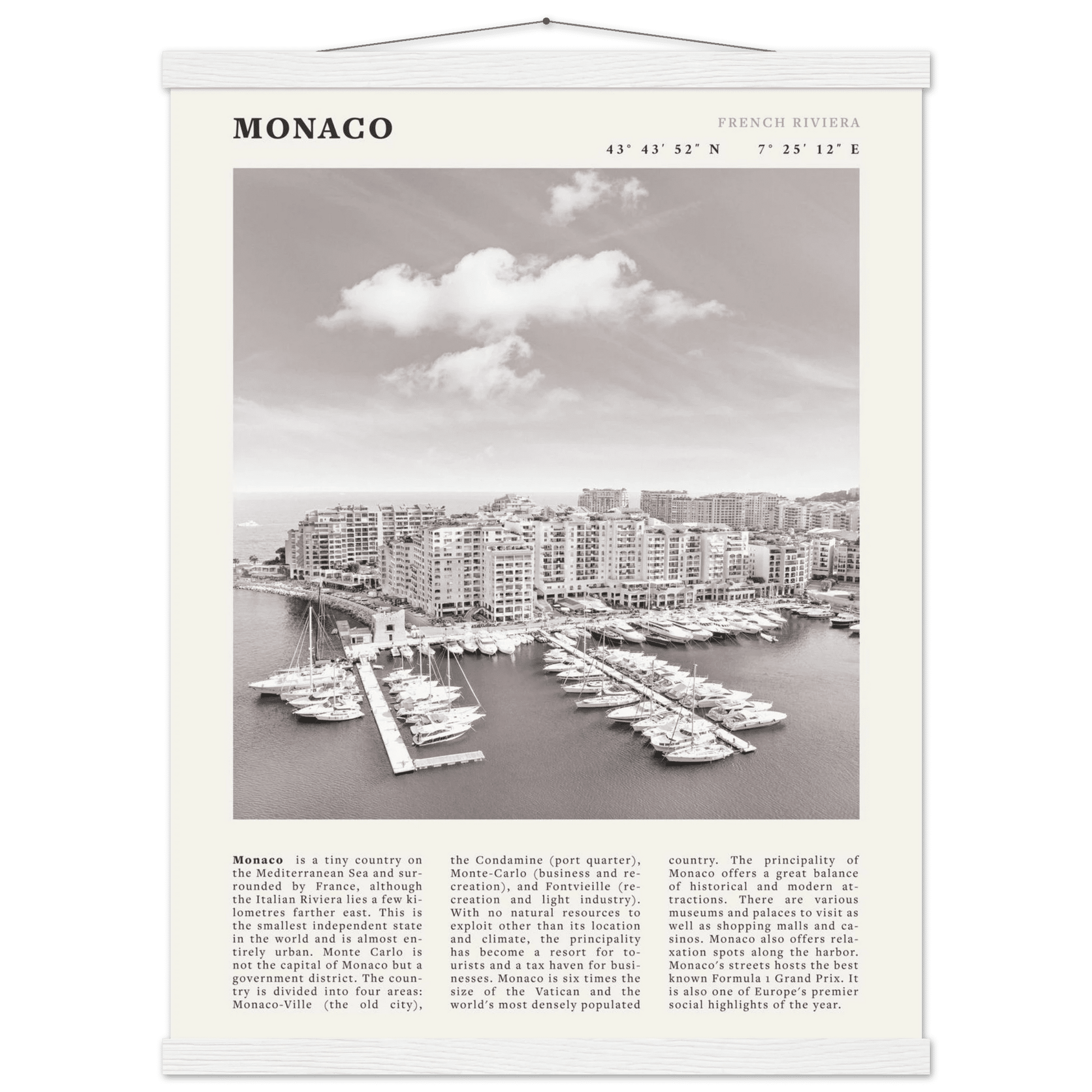 Monaco Poster Black and White – Vintage Monte Carlo Harbor Print (Digital & Printed Options) - Evergreen Posters