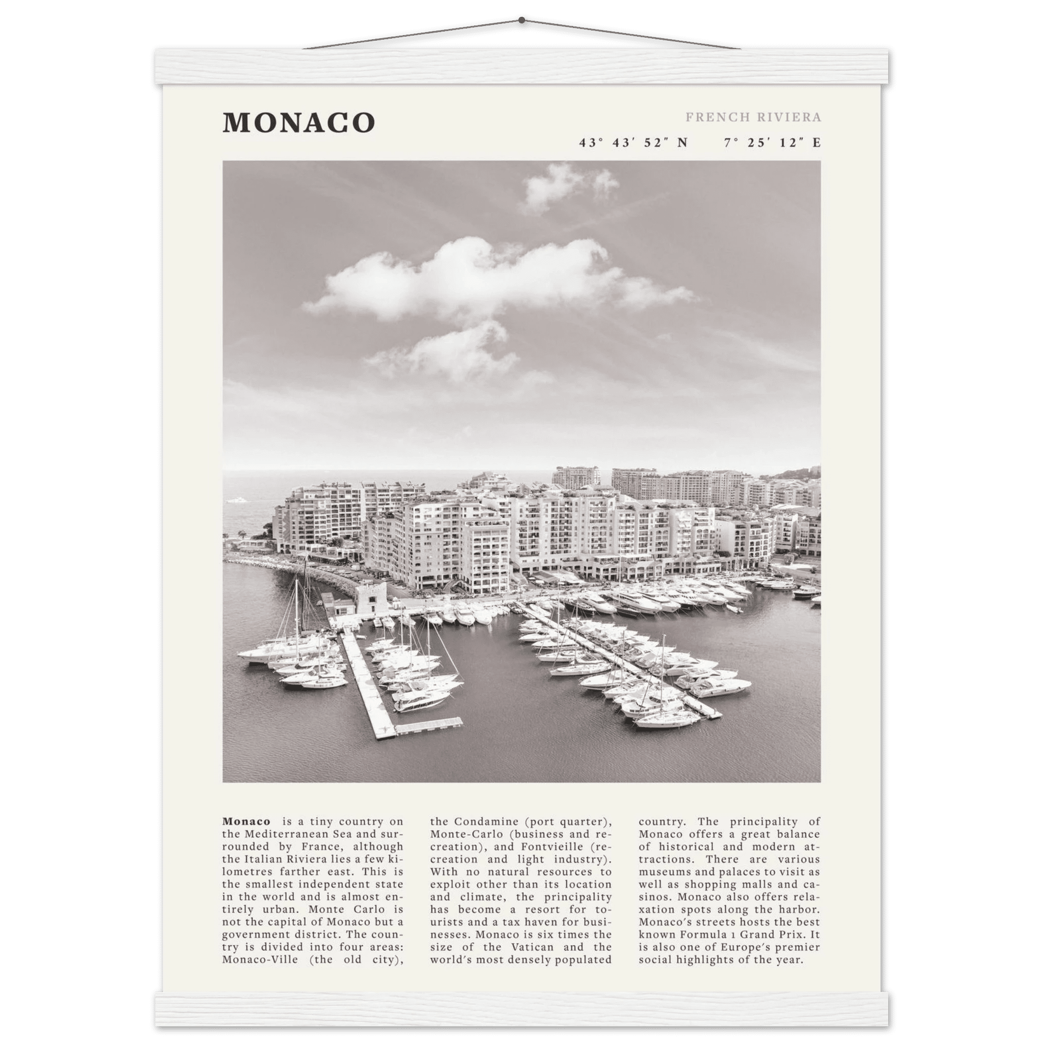 Monaco Poster Black and White – Vintage Monte Carlo Harbor Print (Digital & Printed Options) - Evergreen Posters