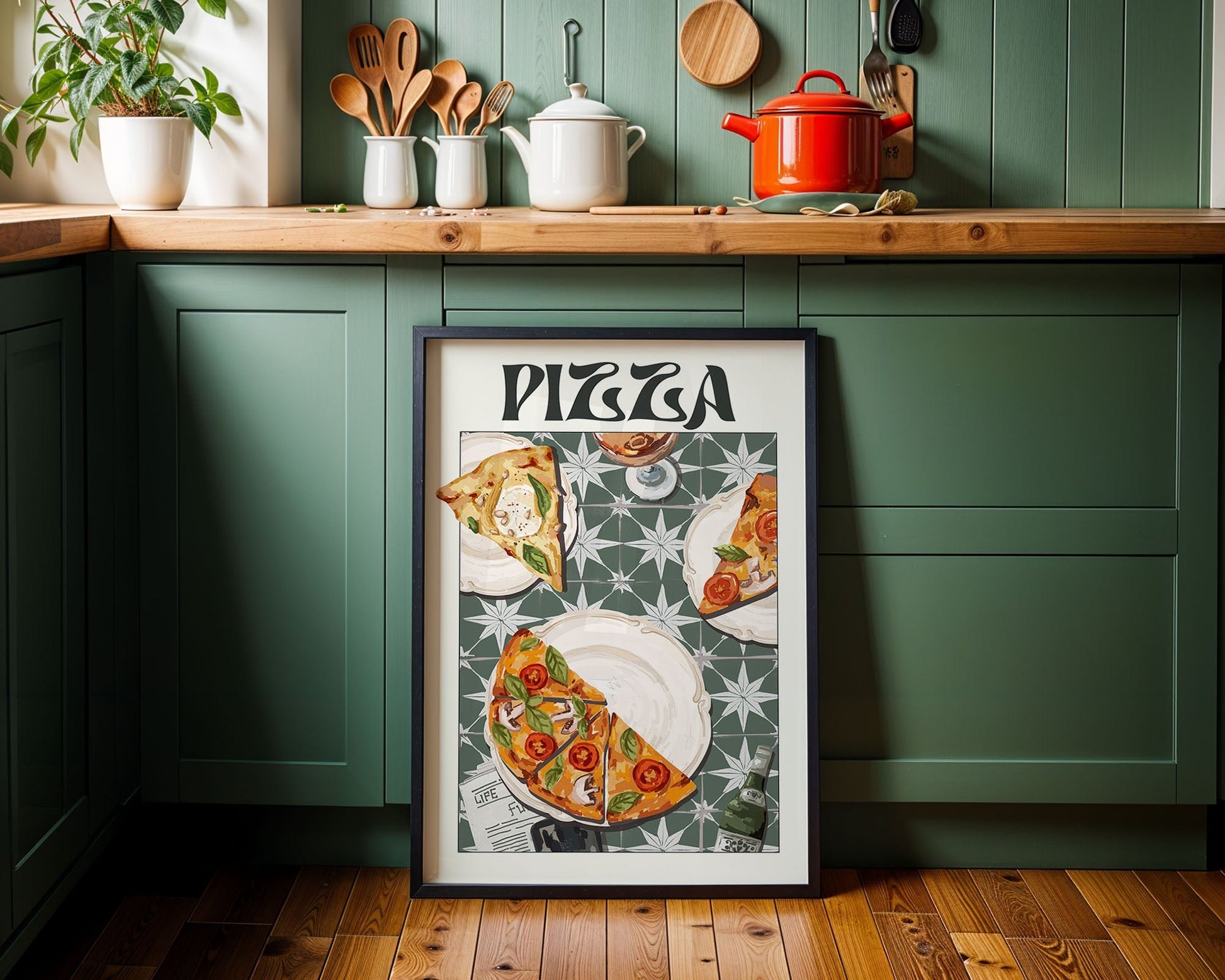 Pizza Poster – Playful Italian Kitchen Wall Art Print (Digital & Printed Options) - Evergreen Posters