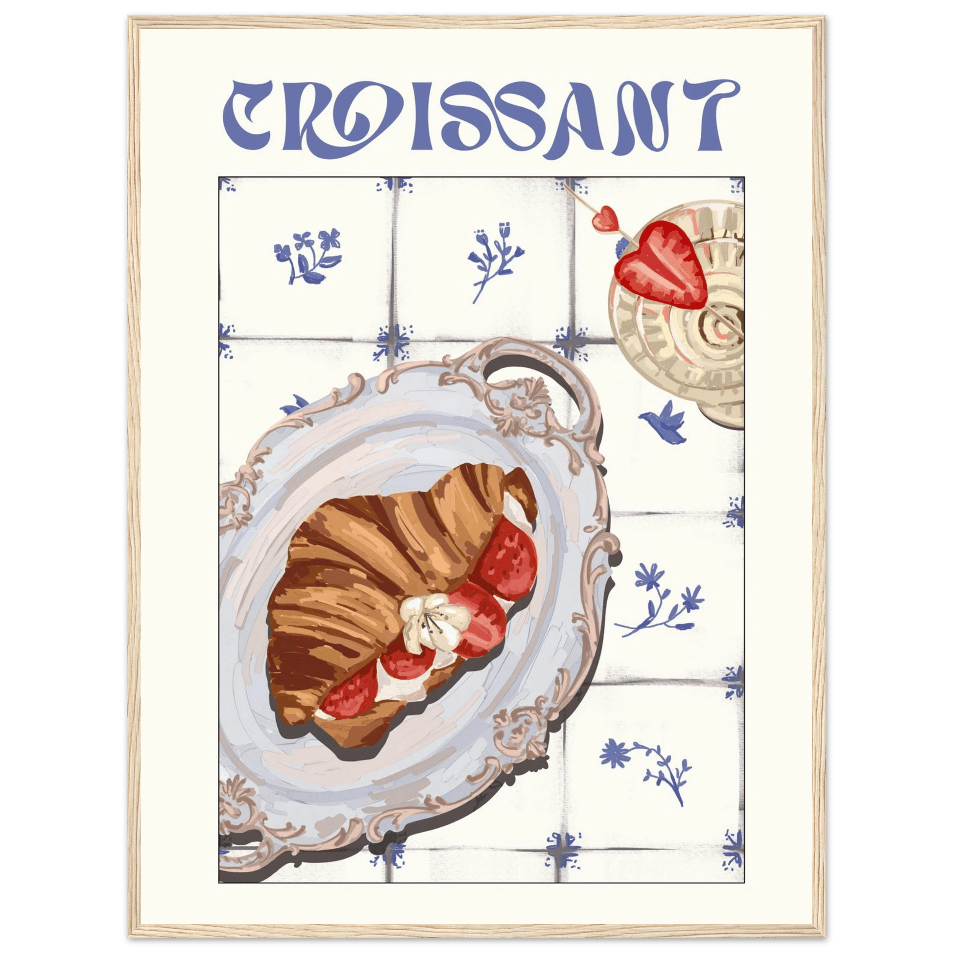 Croissant Poster – Charming French Breakfast Kitchen Wall Art Print (Digital & Printed Options) - Evergreen Posters