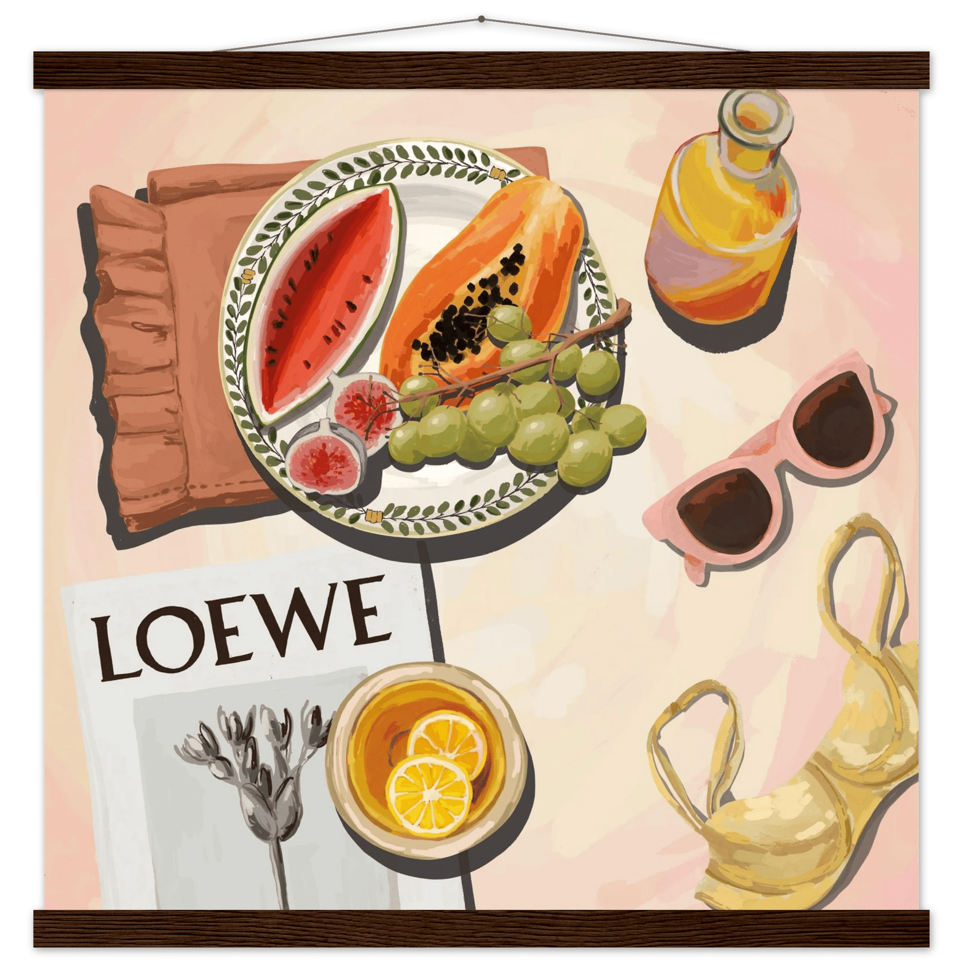 Loewe Summer Fruits Poster | Dopamine Decor Food Wall Art | Pastel Square Kitchen Print - Evergreen Posters - 33