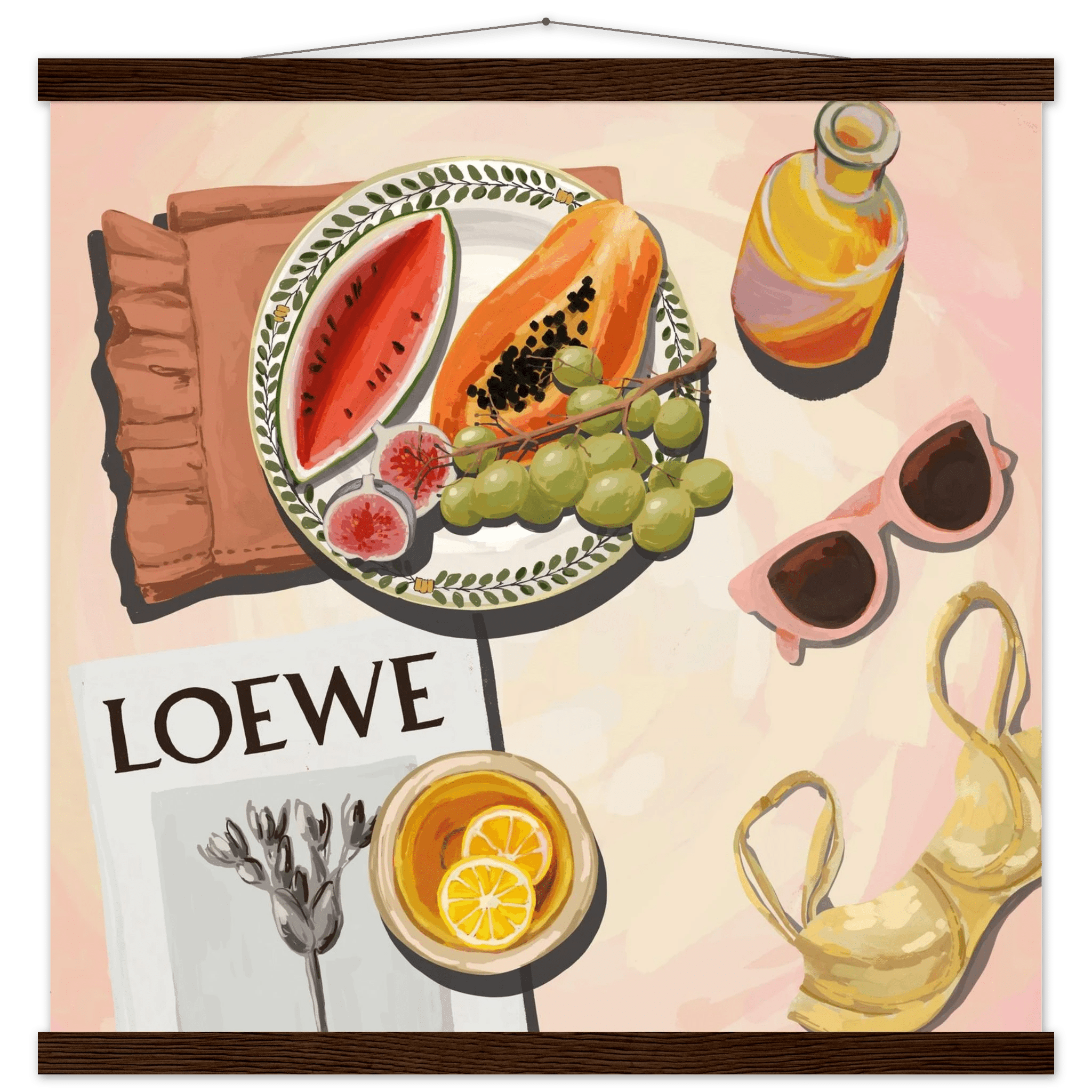 Loewe Summer Fruits Poster | Dopamine Decor Food Wall Art | Pastel Square Kitchen Print - Evergreen Posters - 33