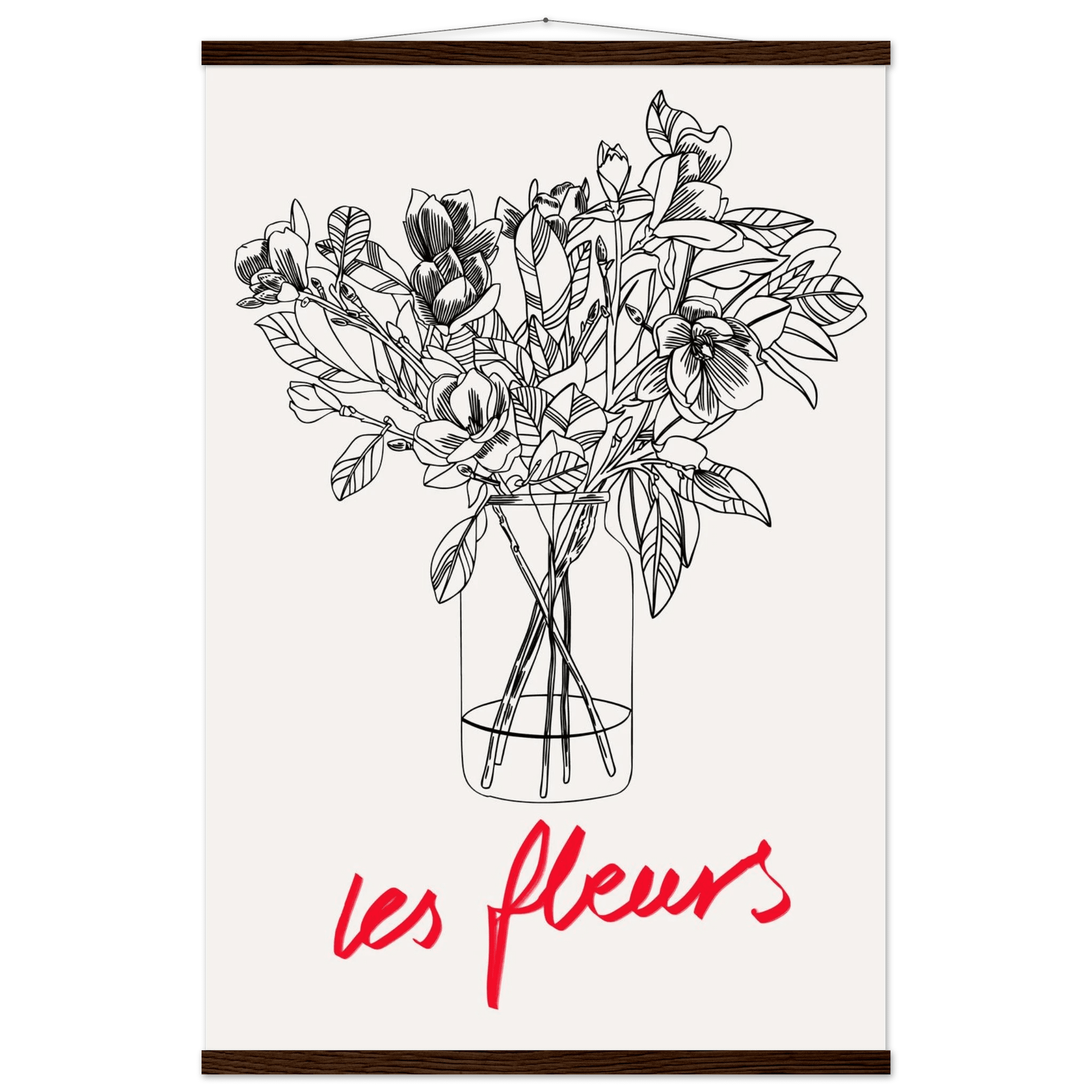 Les Fleurs Botanical Poster | French Flower Line Art Print | Minimalist Floral Wall Decor - Evergreen Posters