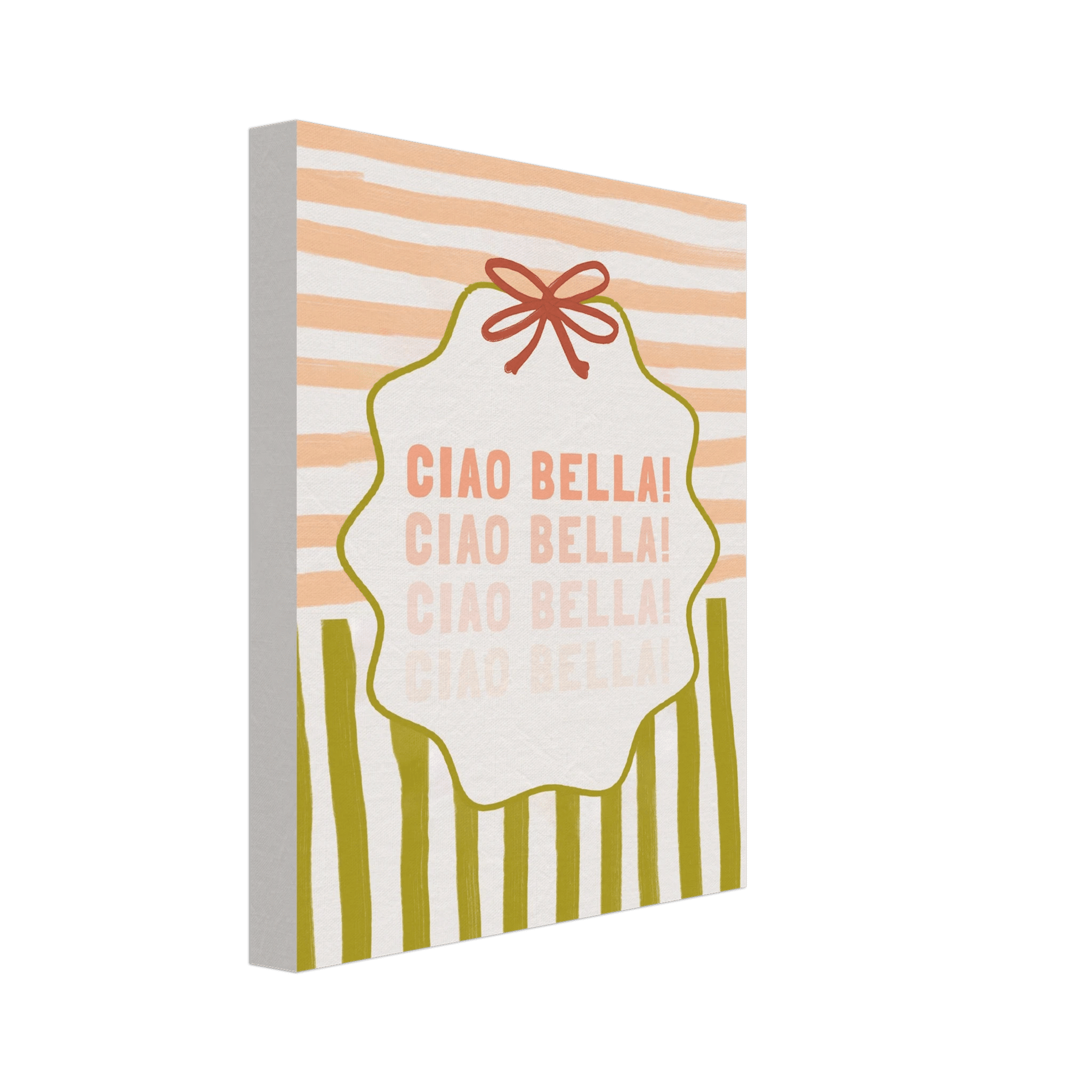 Ciao Bella Poster | Italian Typography Wall Art | Retro Stripe Bow Print | Cute Room Decor - Evergreen Posters