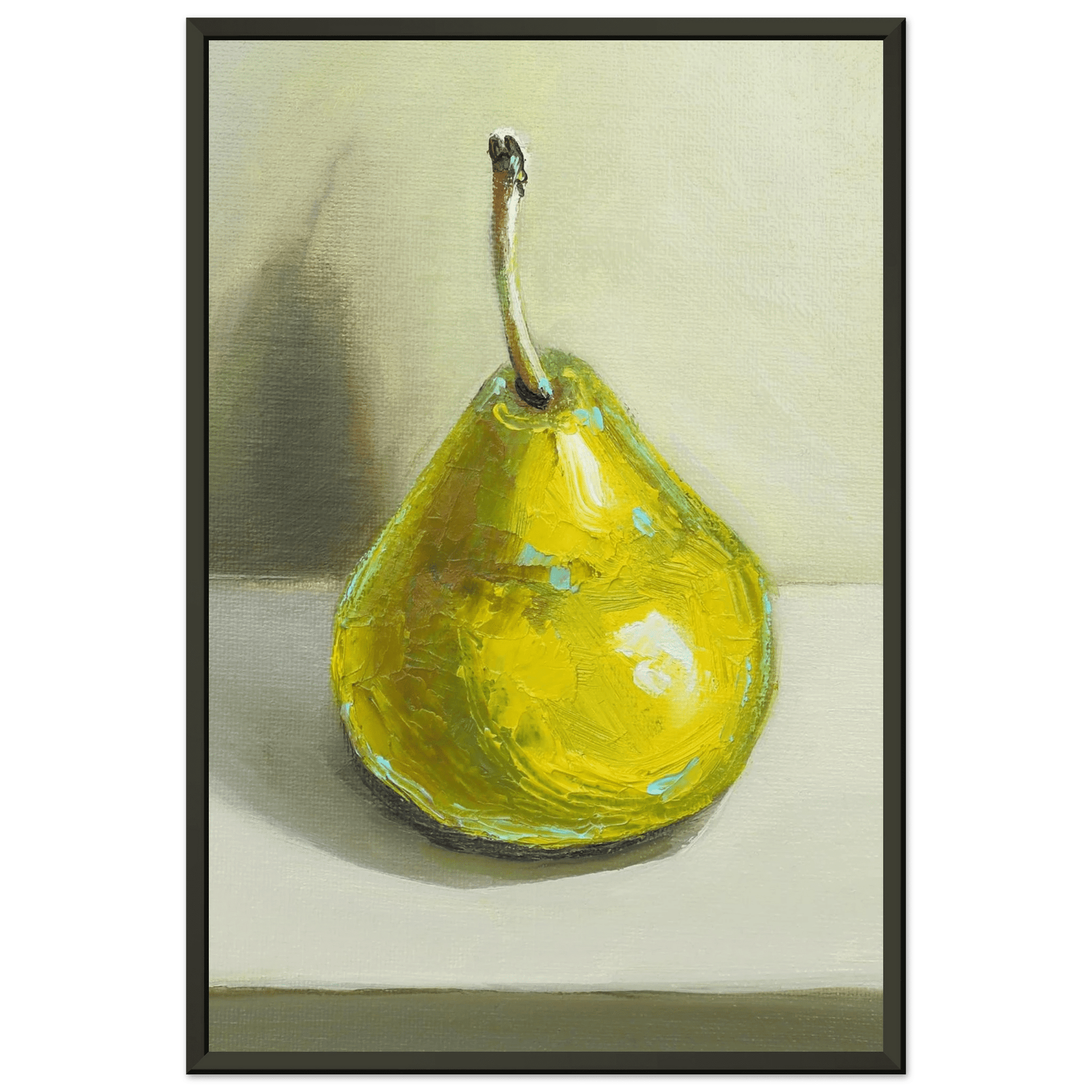 Pear Print | Green Pear Oil Painting Wall Art | Kitchen Poster - Evergreen Posters