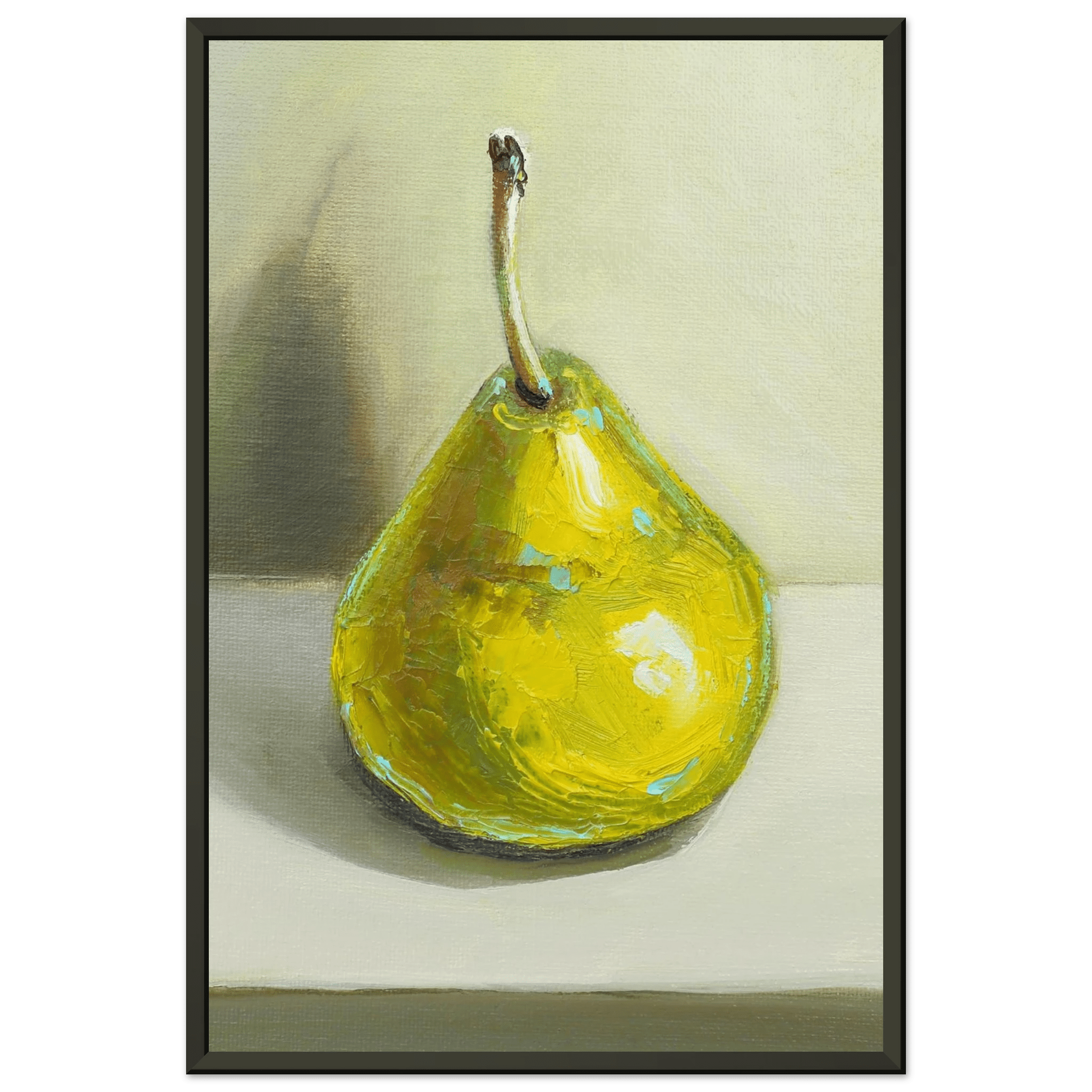 Pear Print | Green Pear Oil Painting Wall Art | Kitchen Poster - Evergreen Posters