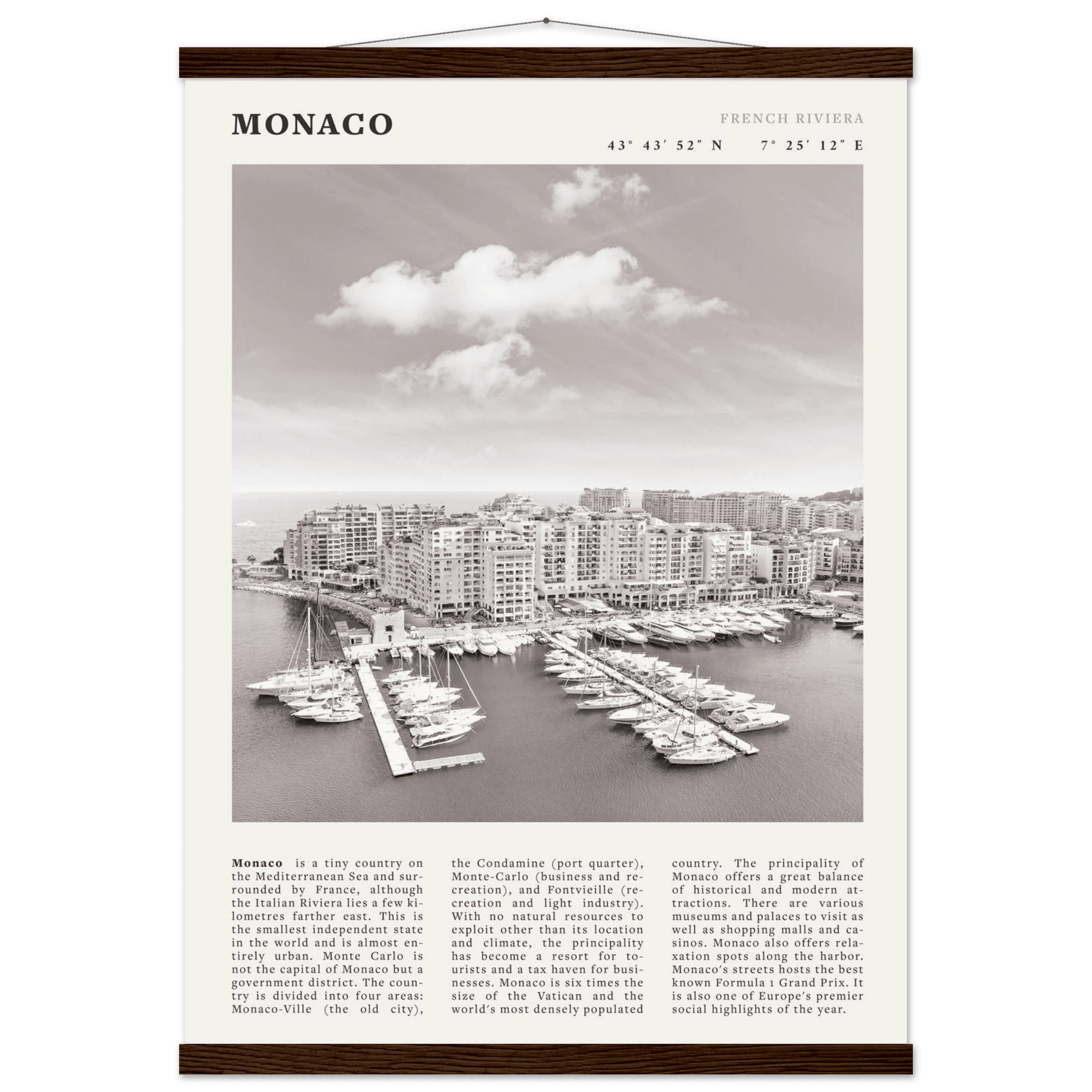 Monaco Poster Black and White – Vintage Monte Carlo Harbor Print (Digital & Printed Options) - Evergreen Posters