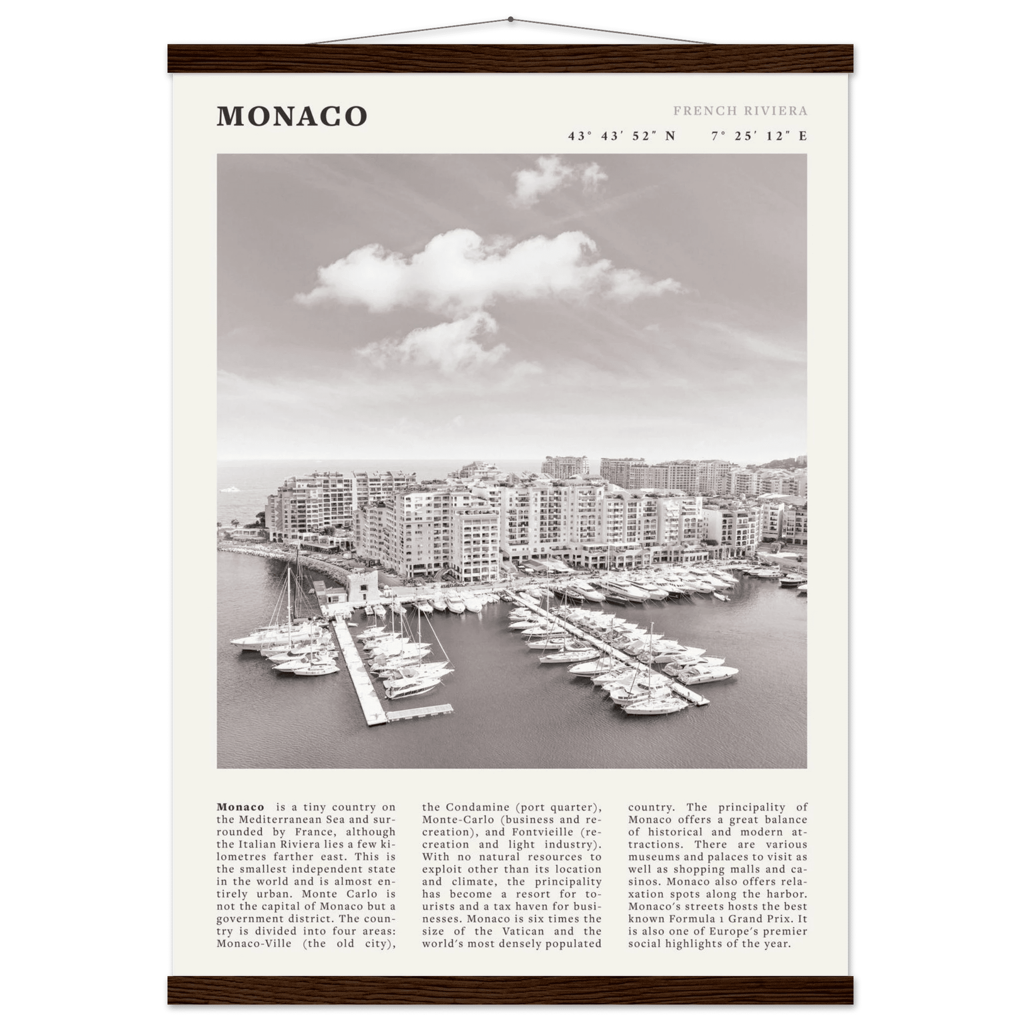 Monaco Poster Black and White – Vintage Monte Carlo Harbor Print (Digital & Printed Options) - Evergreen Posters