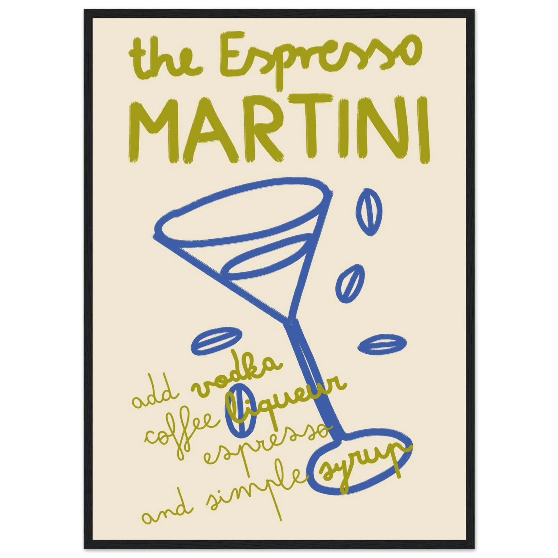 Espresso Martini Print | Cocktail Recipe Wall Art | Kitchen Bar Poster - Evergreen Posters