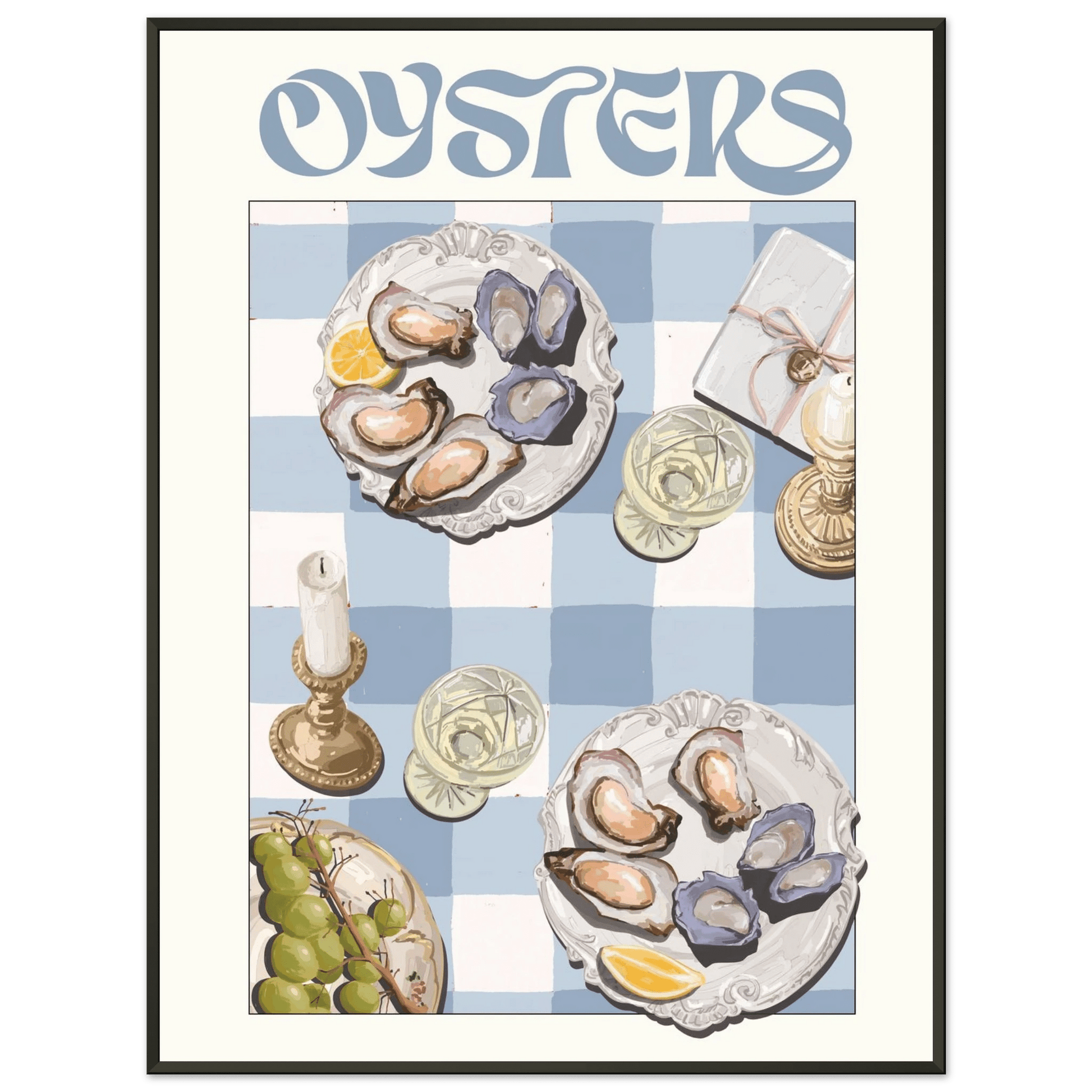 Oysters Poster – Playful Seafood Kitchen Wall Art Print (Digital & Printed Options) - Evergreen Posters
