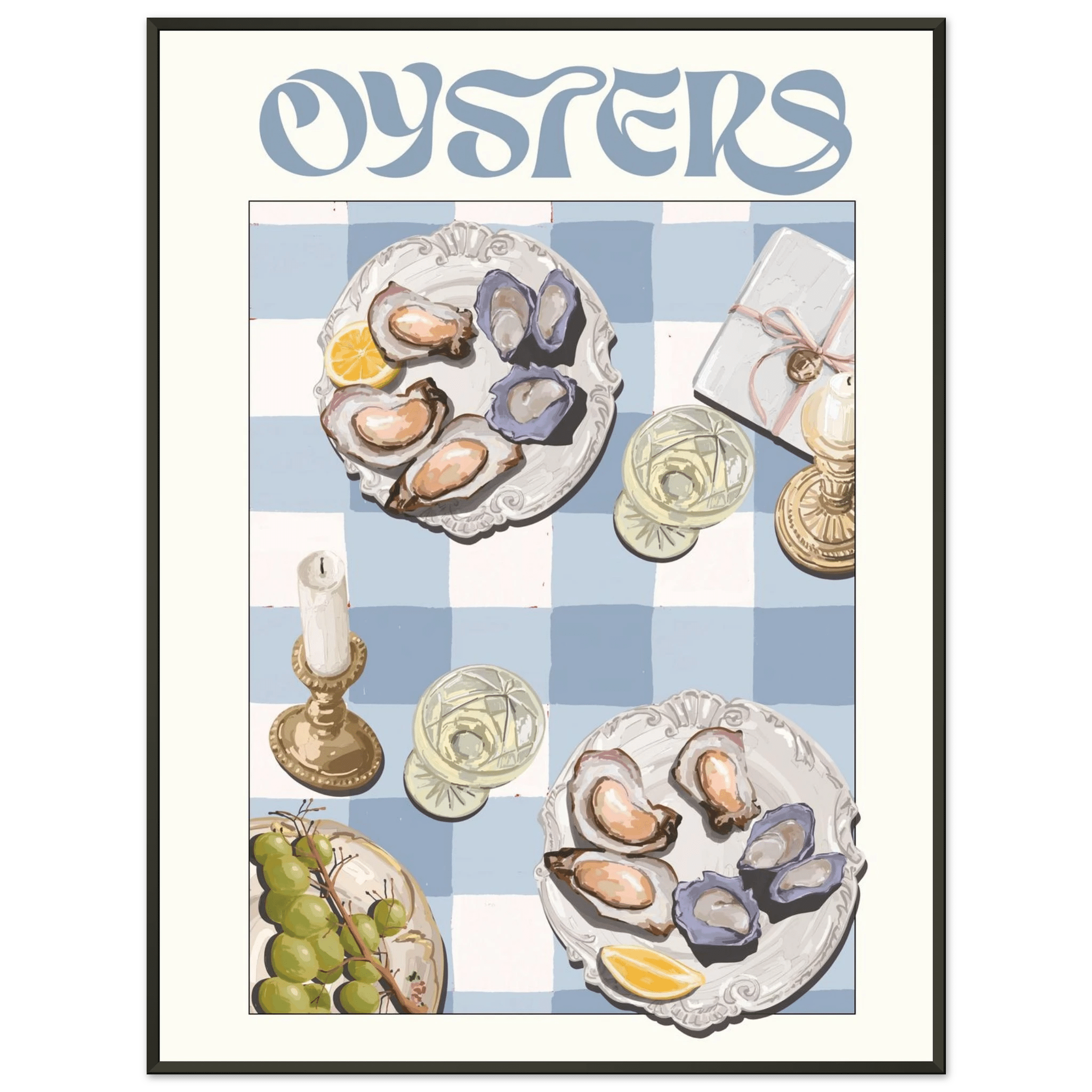 Oysters Poster – Playful Seafood Kitchen Wall Art Print (Digital & Printed Options) - Evergreen Posters