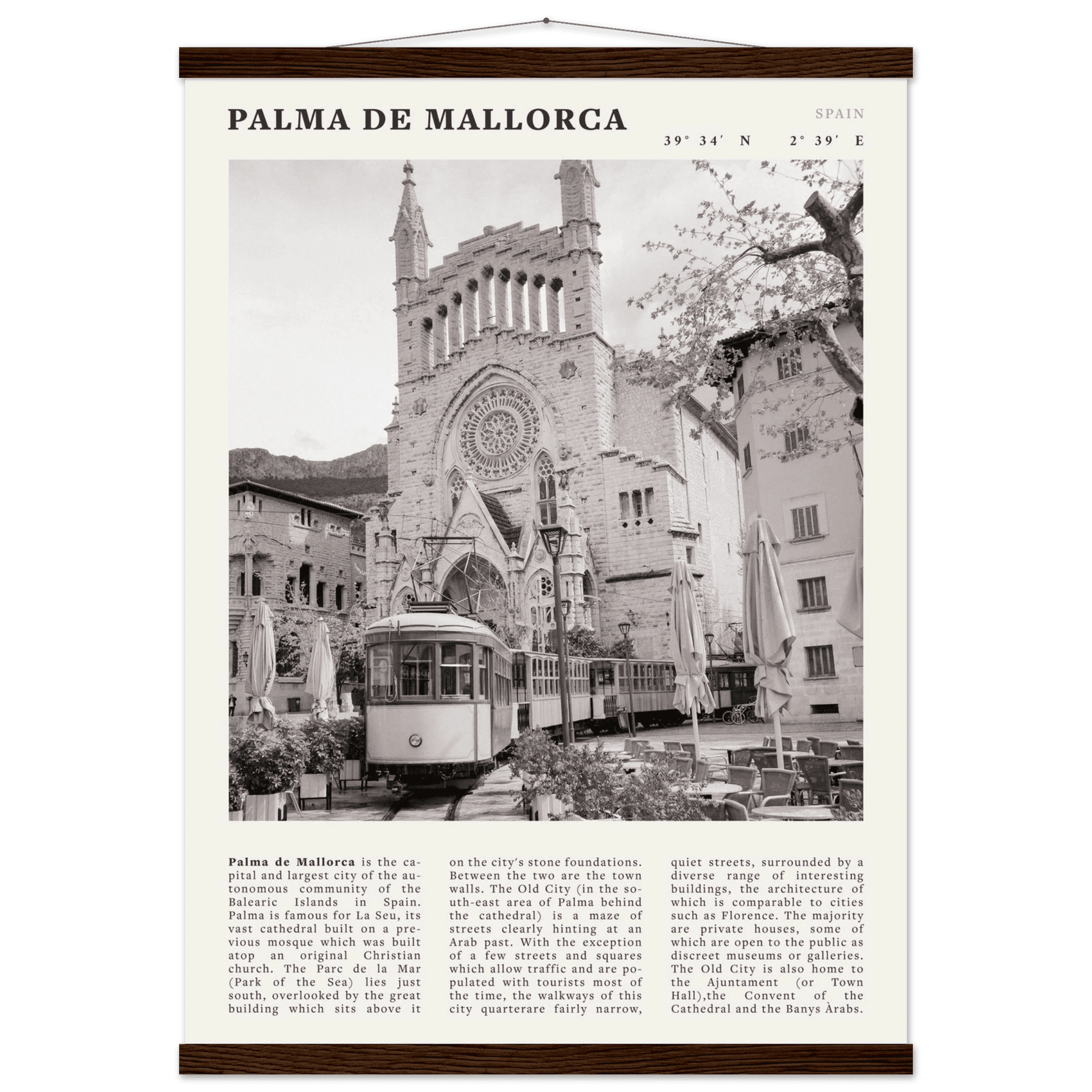 Palma de Mallorca Poster | Black & White Spain Wall Art | Travel Print | Mediterranean Decor - Evergreen Posters