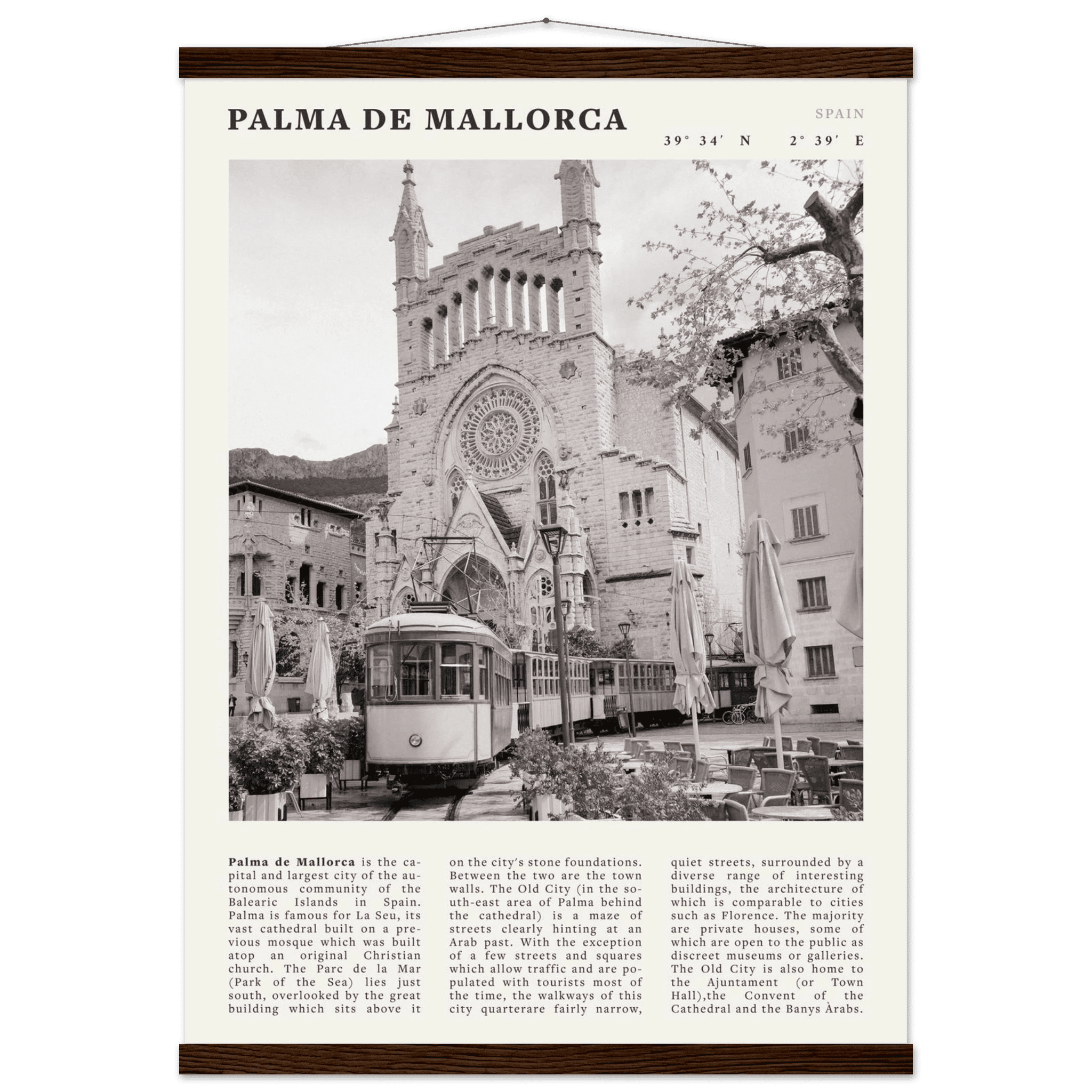 Palma de Mallorca Poster | Black & White Spain Wall Art | Travel Print | Mediterranean Decor - Evergreen Posters