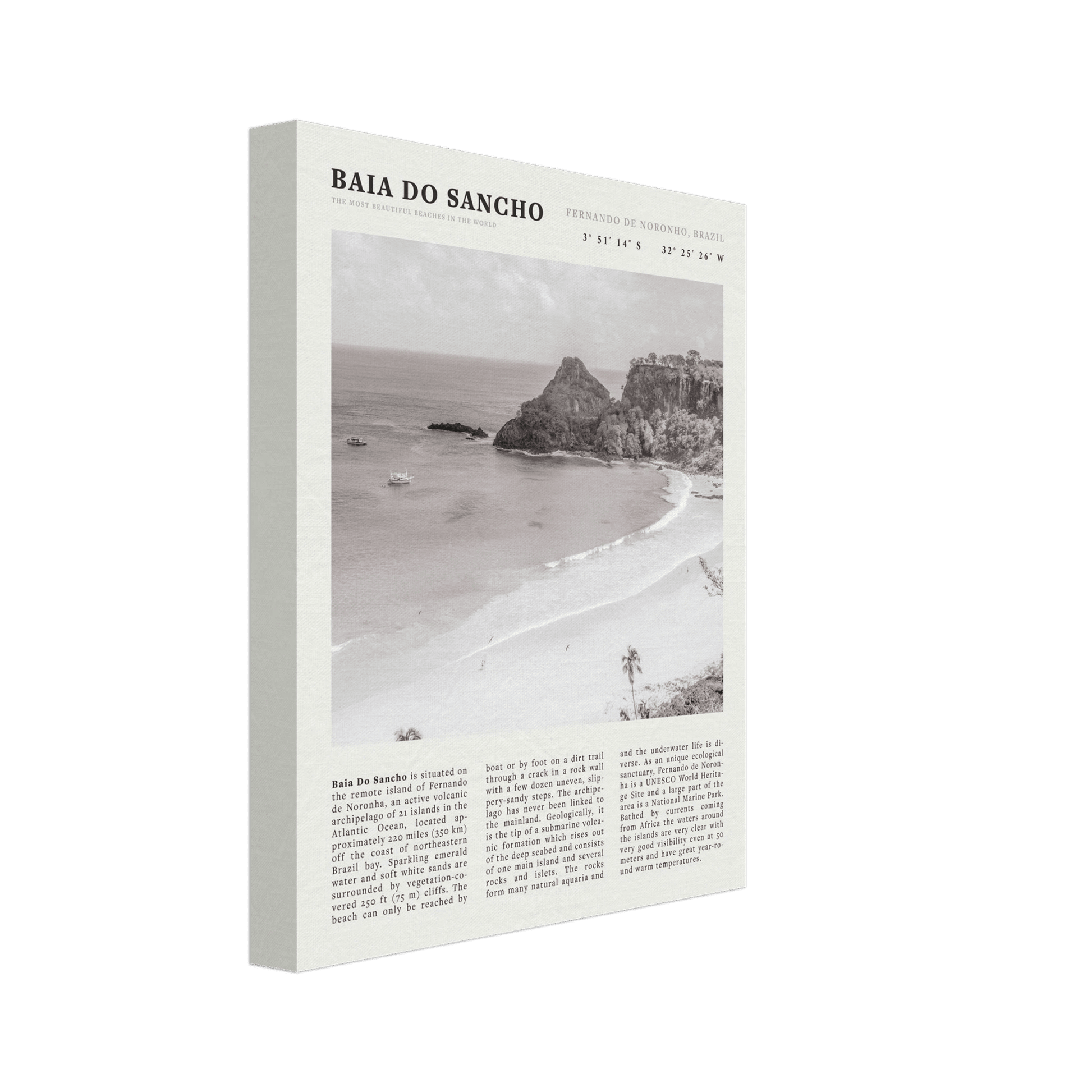 Baia Do Sancho Poster | Black & White Brazil Beach Wall Art | Fernando de Noronha - Evergreen Posters