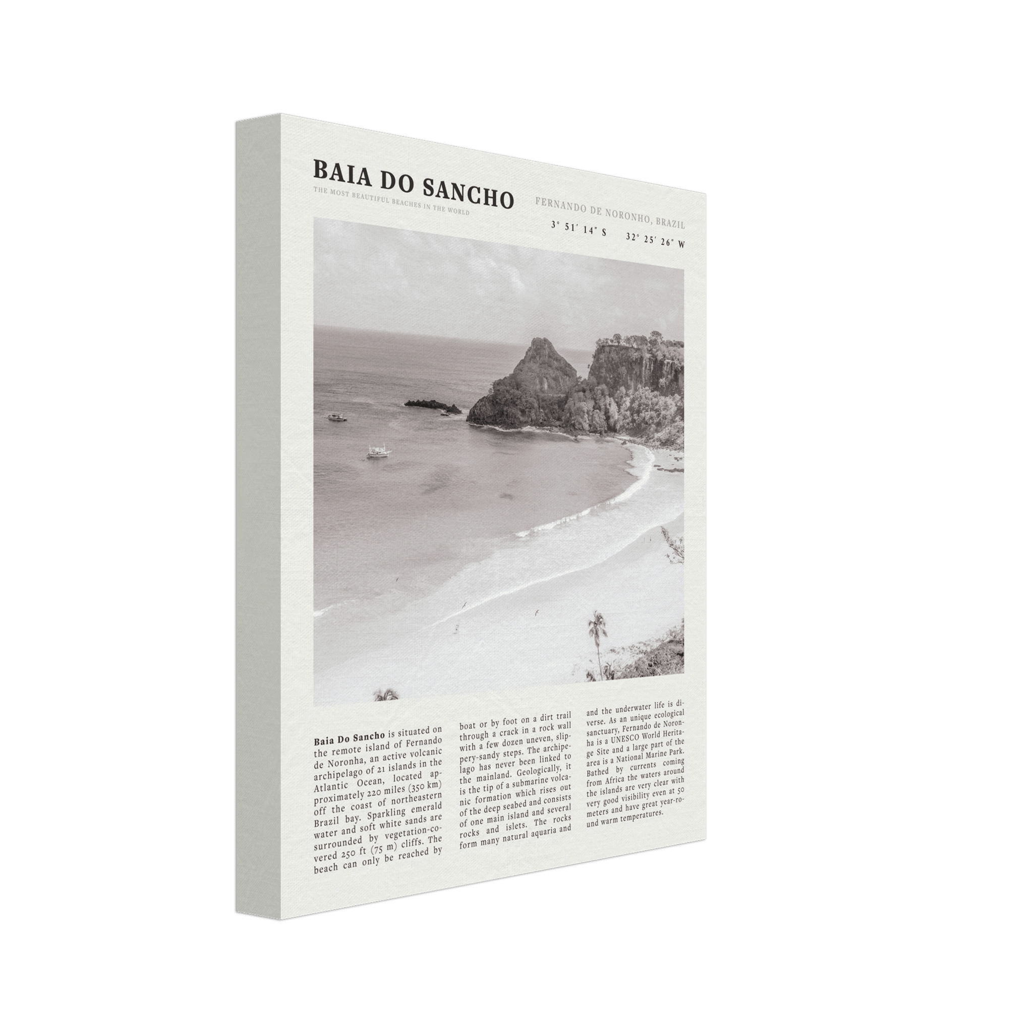 Baia Do Sancho Poster | Black & White Brazil Beach Wall Art | Fernando de Noronha - Evergreen Posters