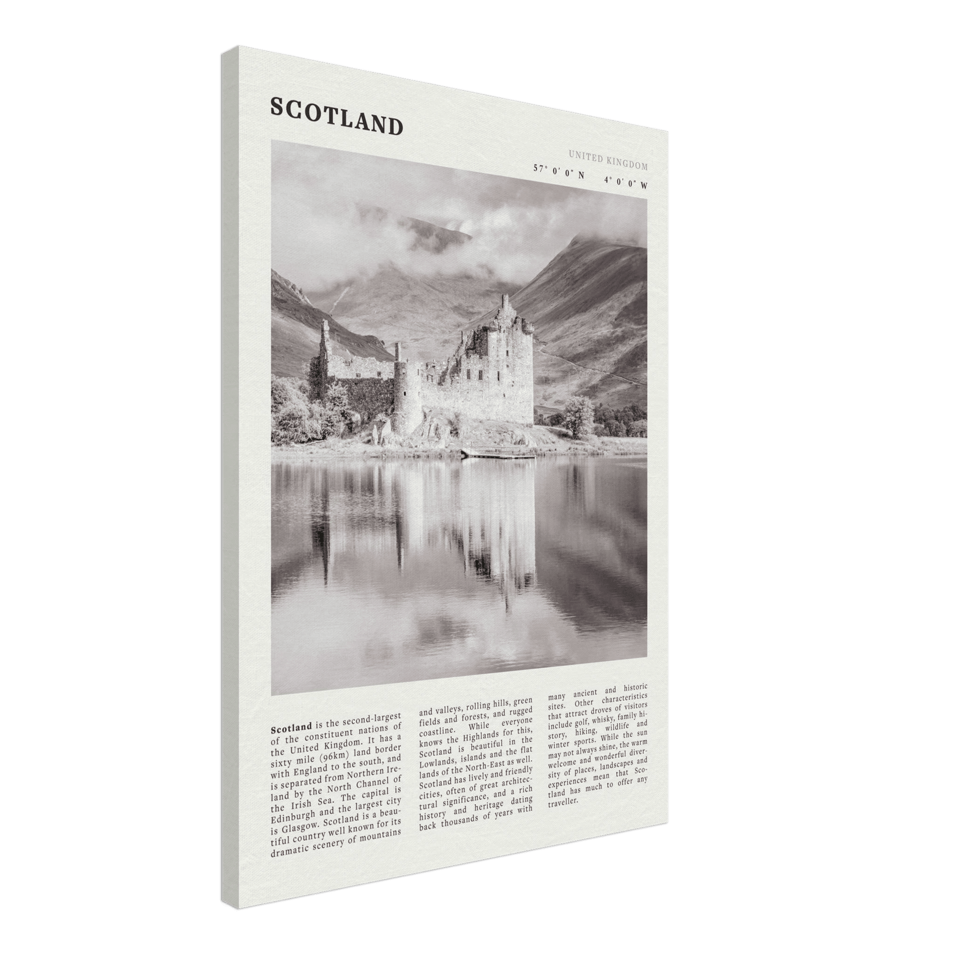 Scotland Poster | Black & White Highland Castle Wall Art | UK Travel Print Decor - Evergreen Posters