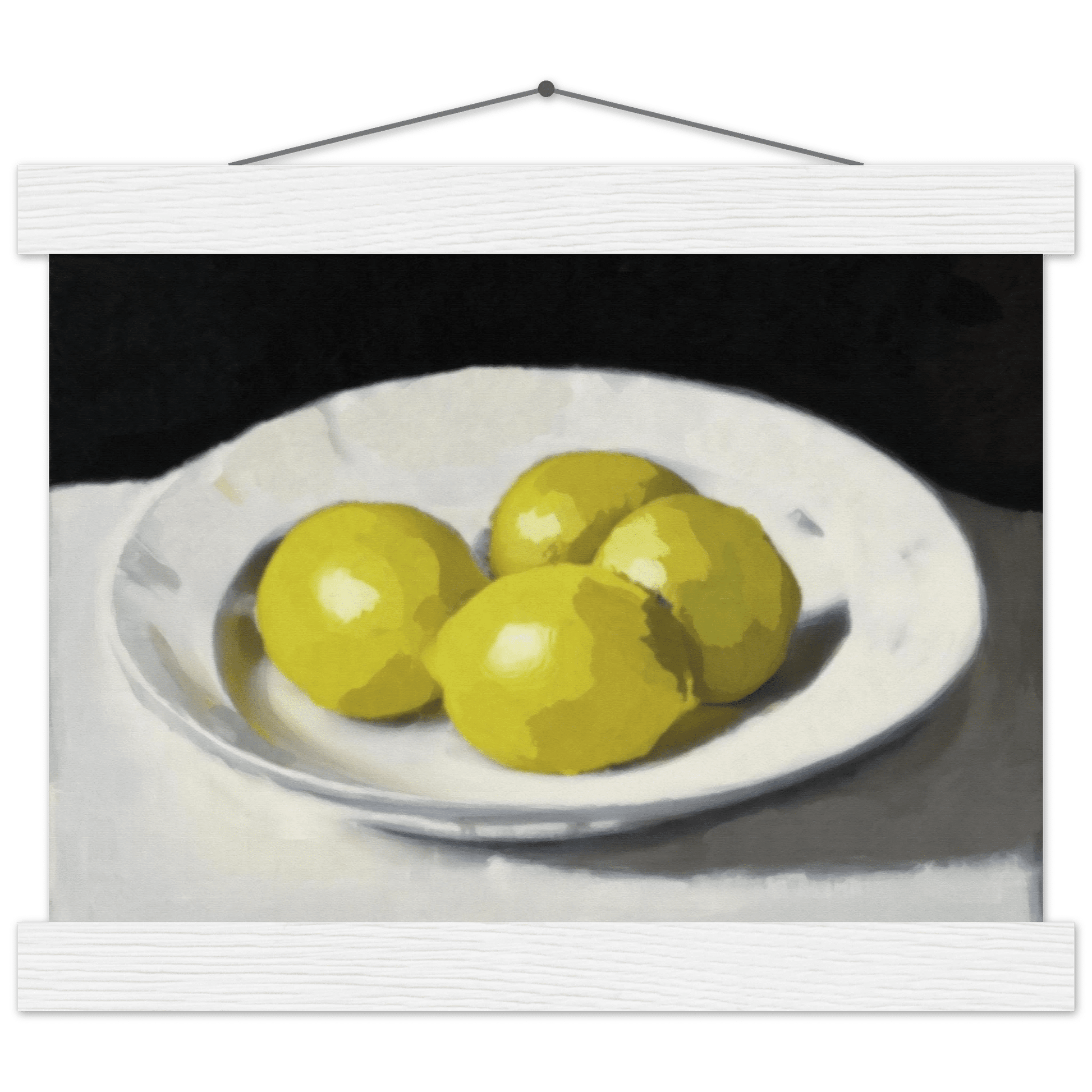 Lemons Print | Three Lemons Oil Painting Wall Art | Kitchen Still Life Poster - Evergreen Posters