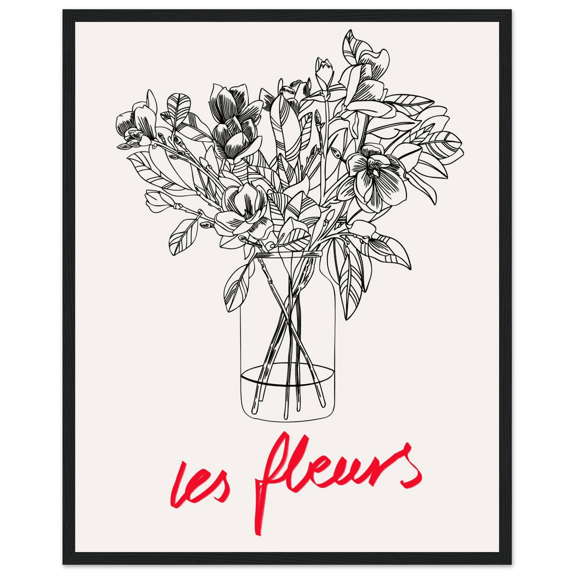 Les Fleurs Botanical Poster | French Flower Line Art Print | Minimalist Floral Wall Decor - Evergreen Posters