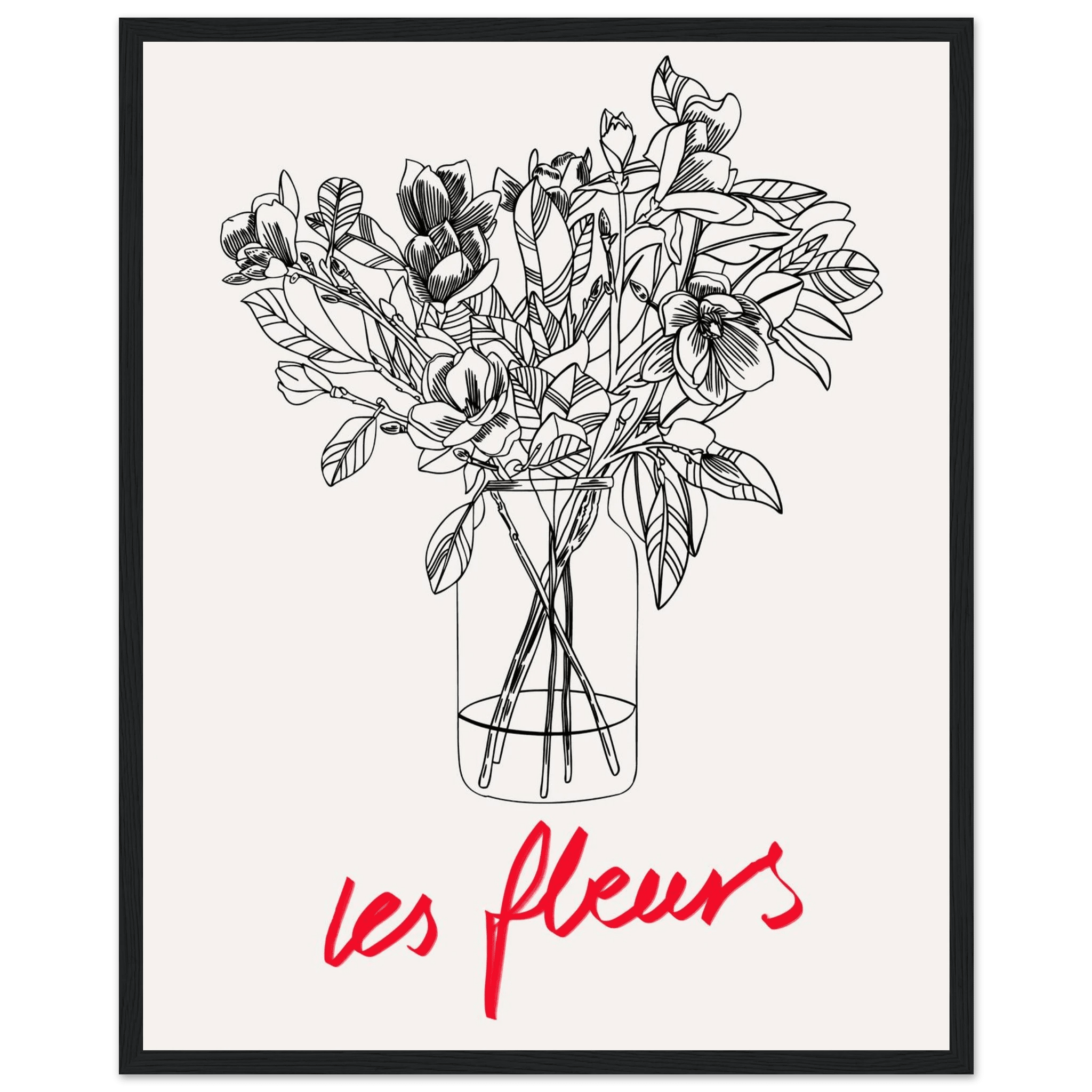 Les Fleurs Botanical Poster | French Flower Line Art Print | Minimalist Floral Wall Decor - Evergreen Posters