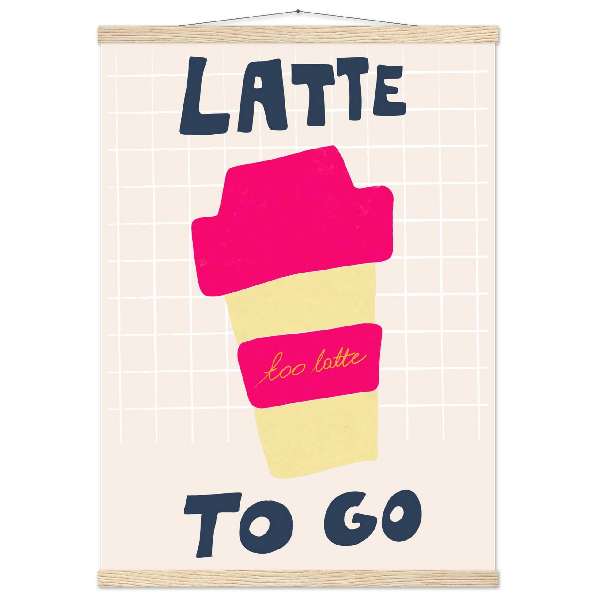 Latte To Go Poster – Playful Coffee Kitchen Wall Art Print (Digital & Printed Options) - Evergreen Posters