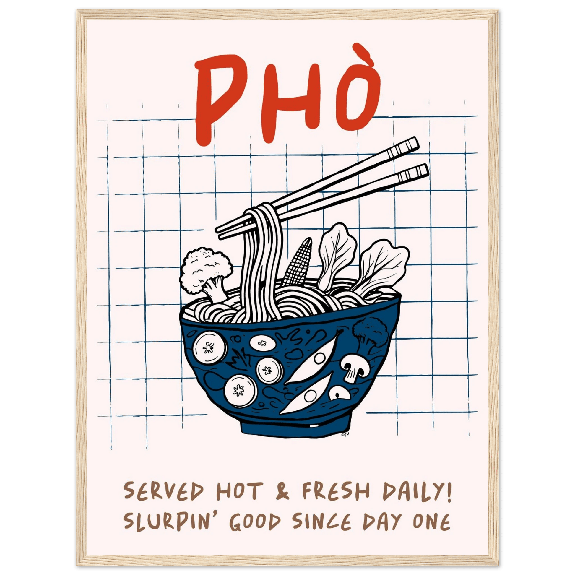 Pho Poster – Slurpin’ Good Vietnamese Kitchen Wall Art Print (Digital & Printed Options) - Evergreen Posters