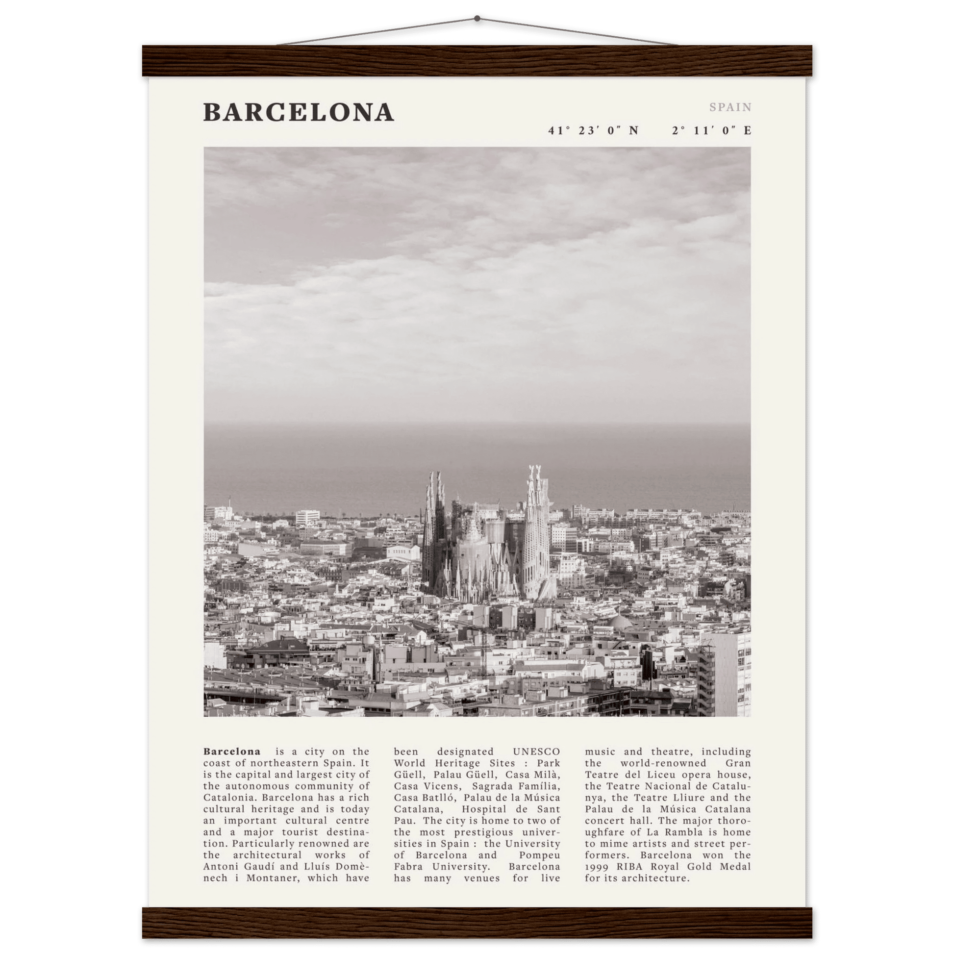 Barcelona Poster | Black & White Sagrada Familia Wall Art | Spain Travel Print - Evergreen Posters