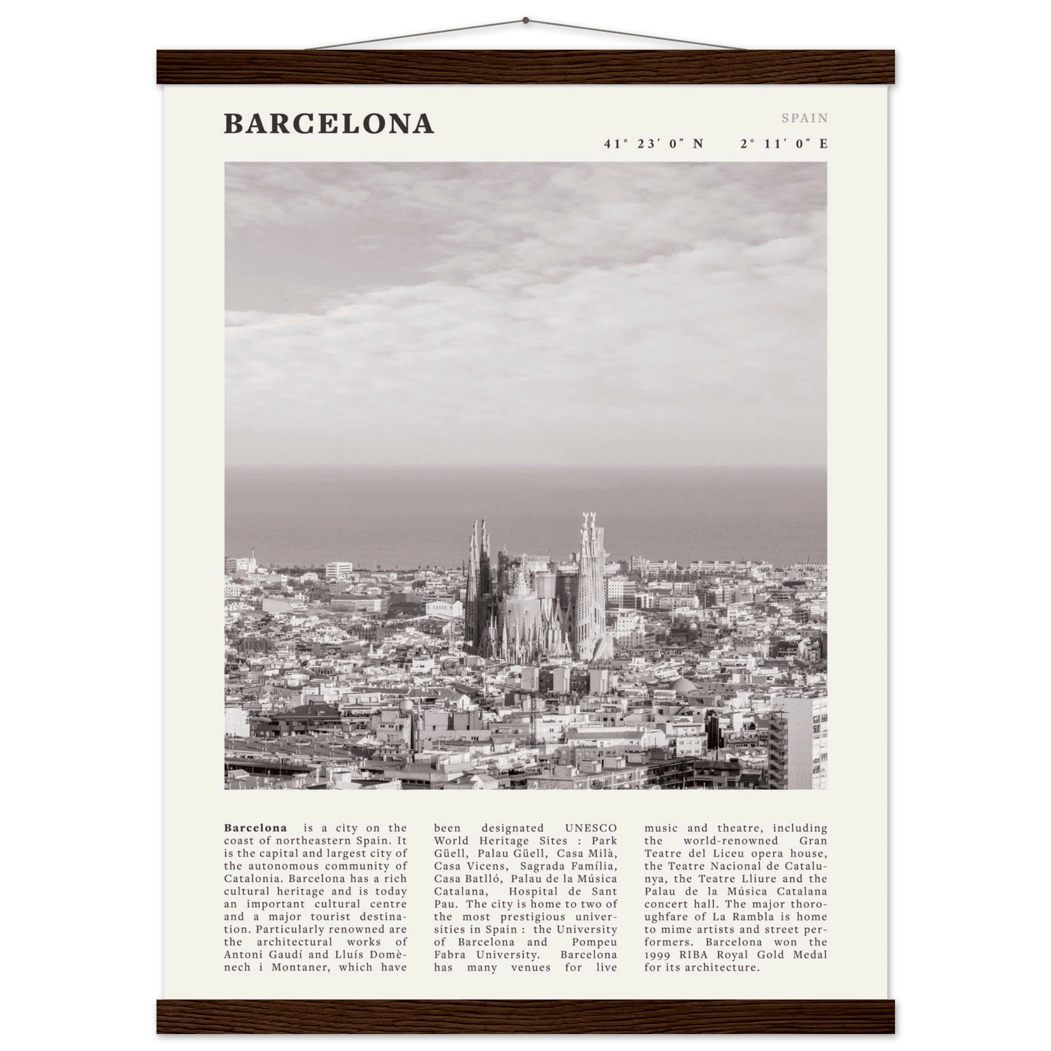 Barcelona Poster | Black & White Sagrada Familia Wall Art | Spain Travel Print - Evergreen Posters