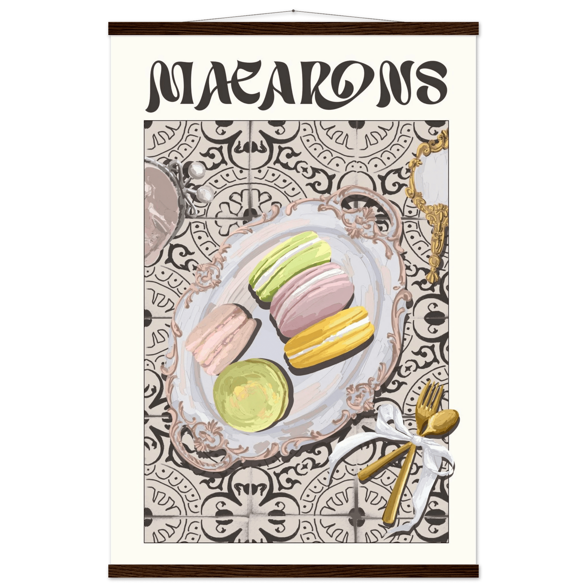 Macarons Poster – Playful French Patisserie Kitchen Wall Art Print (Digital & Printed Options) - Evergreen Posters