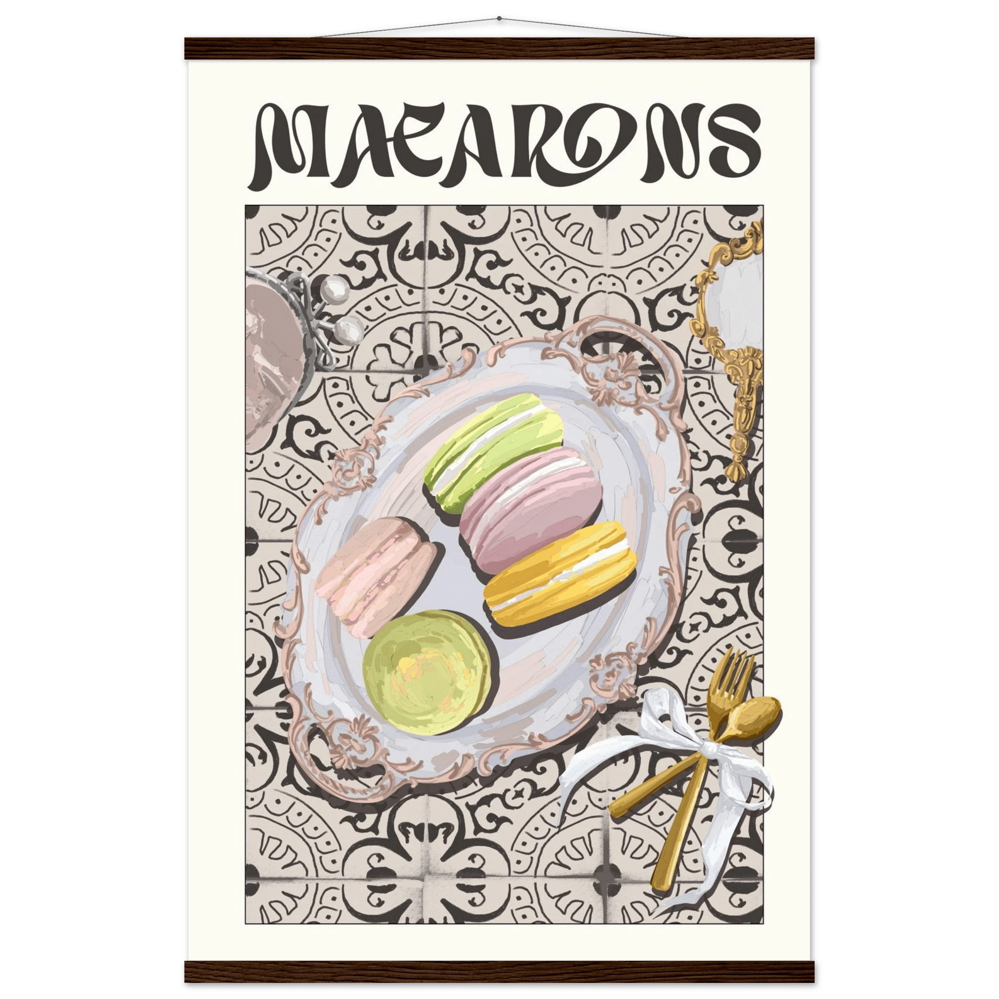 Macarons Poster – Playful French Patisserie Kitchen Wall Art Print (Digital & Printed Options) - Evergreen Posters