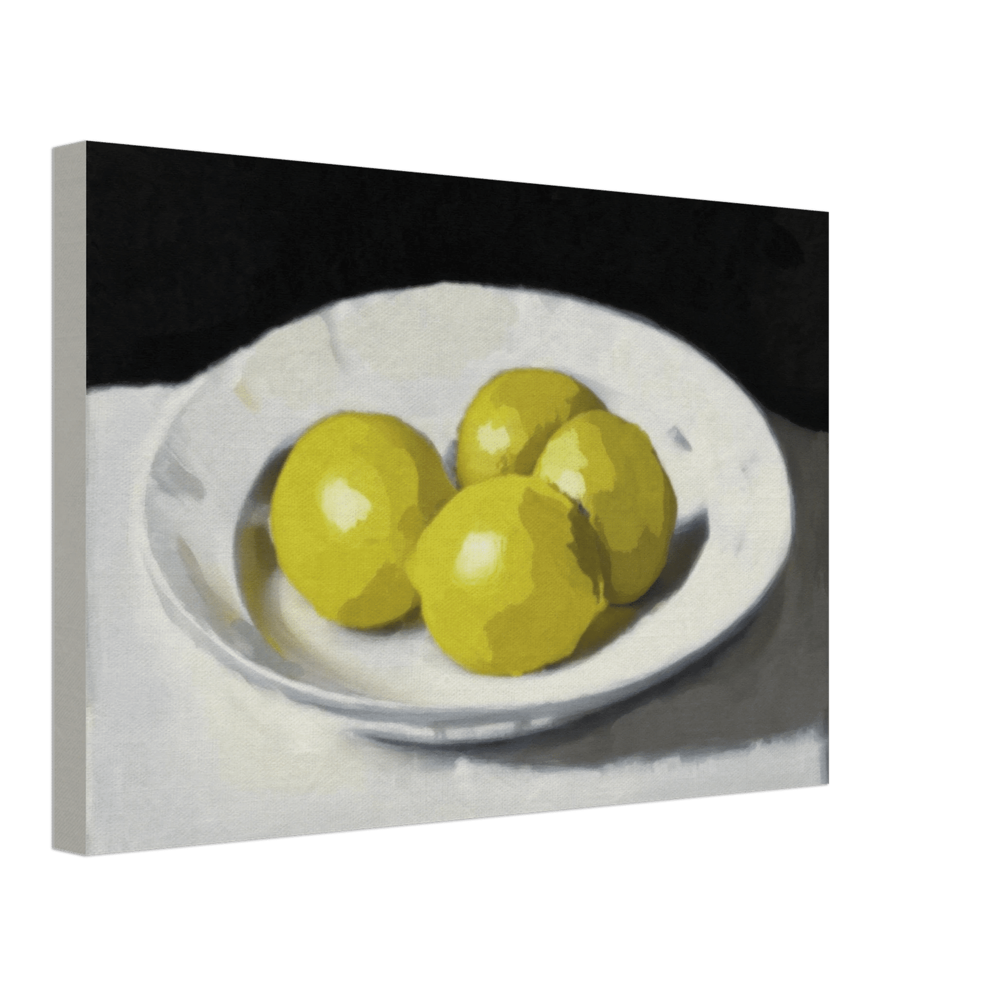 Lemons Print | Three Lemons Oil Painting Wall Art | Kitchen Still Life Poster - Evergreen Posters