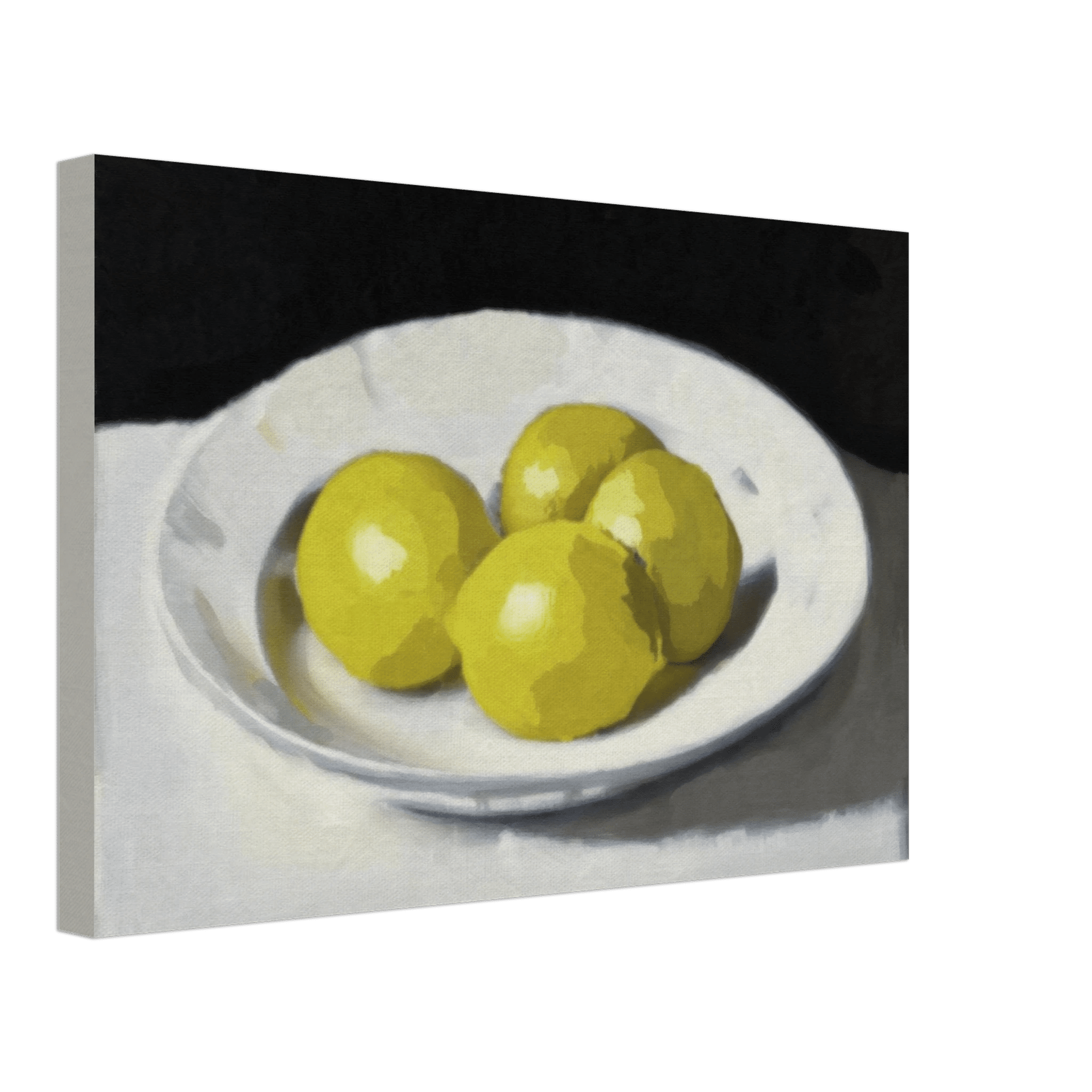 Lemons Print | Three Lemons Oil Painting Wall Art | Kitchen Still Life Poster - Evergreen Posters