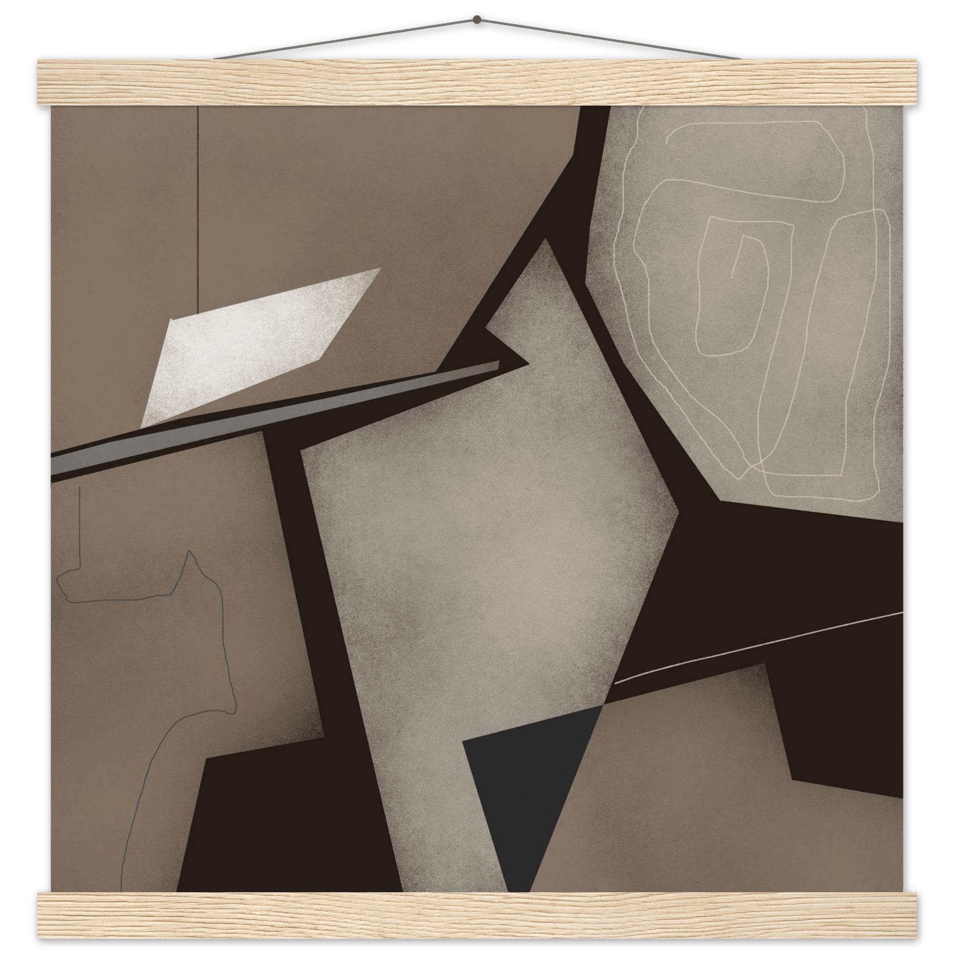 Taupe & Black Geometric Abstract Poster | Modern Square Wall Art | Neutral Decor Print - Evergreen Posters