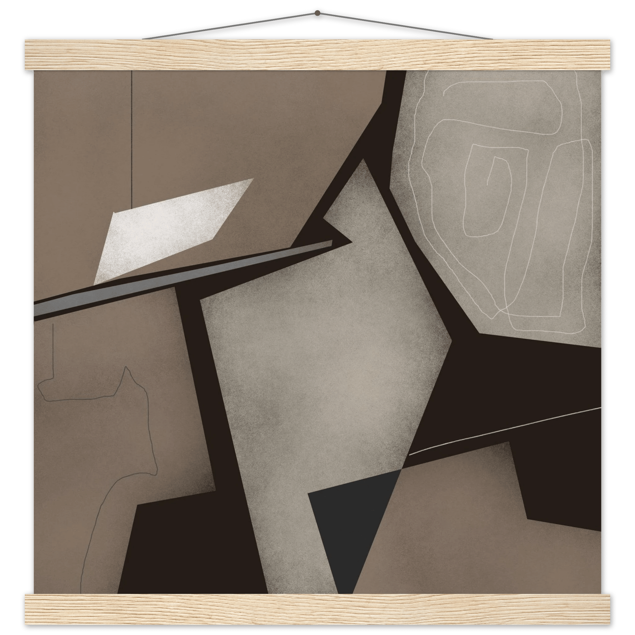 Taupe & Black Geometric Abstract Poster | Modern Square Wall Art | Neutral Decor Print - Evergreen Posters
