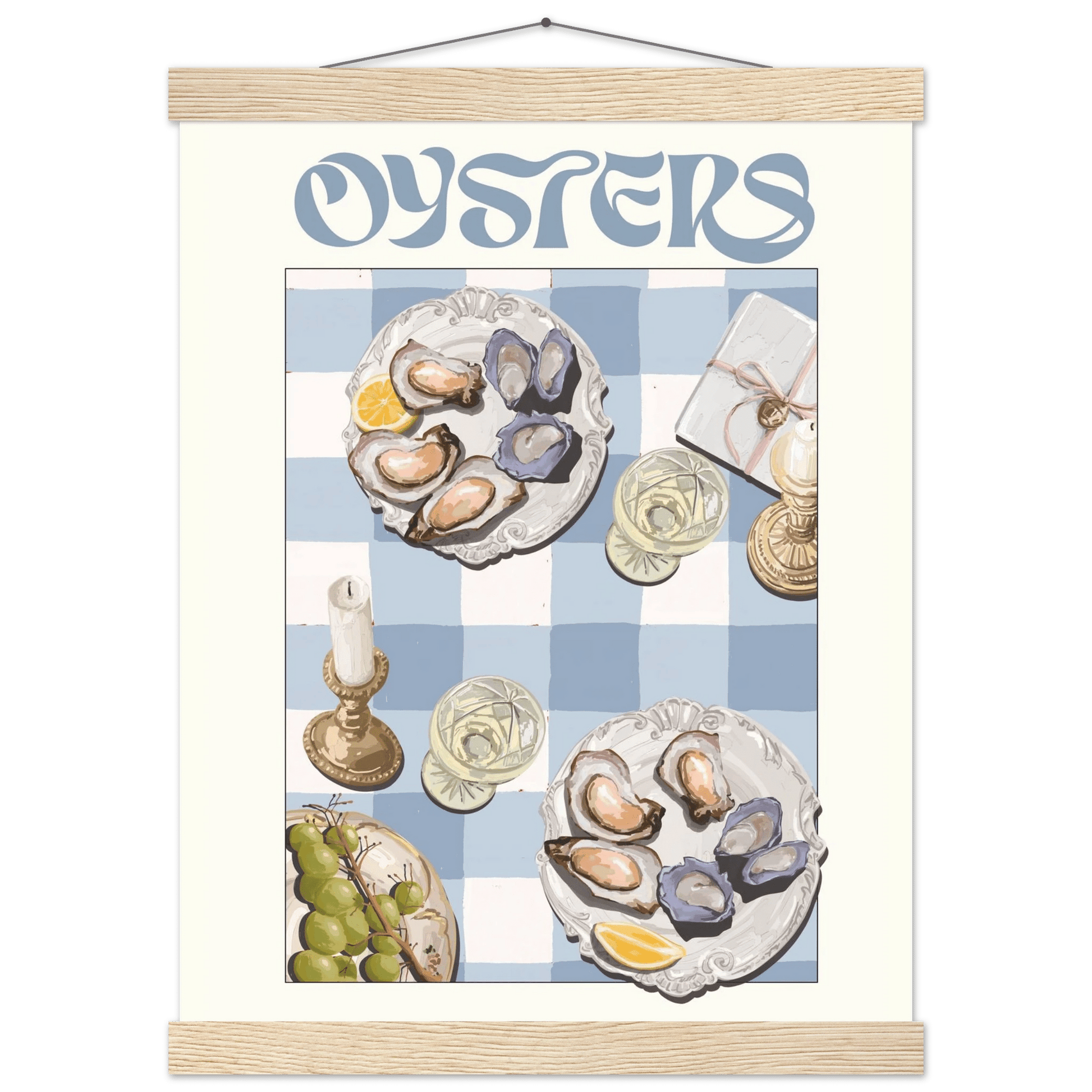 Oysters Poster – Playful Seafood Kitchen Wall Art Print (Digital & Printed Options) - Evergreen Posters