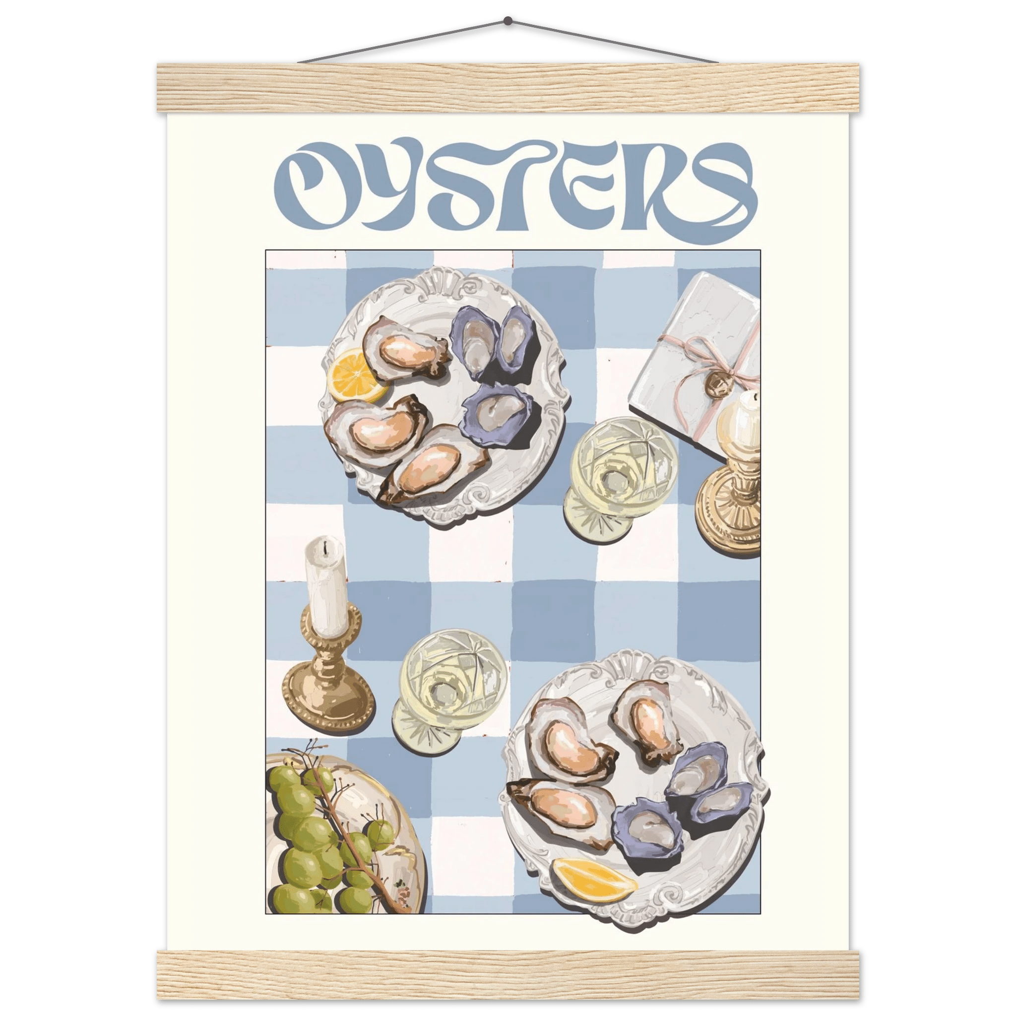 Oysters Poster – Playful Seafood Kitchen Wall Art Print (Digital & Printed Options) - Evergreen Posters