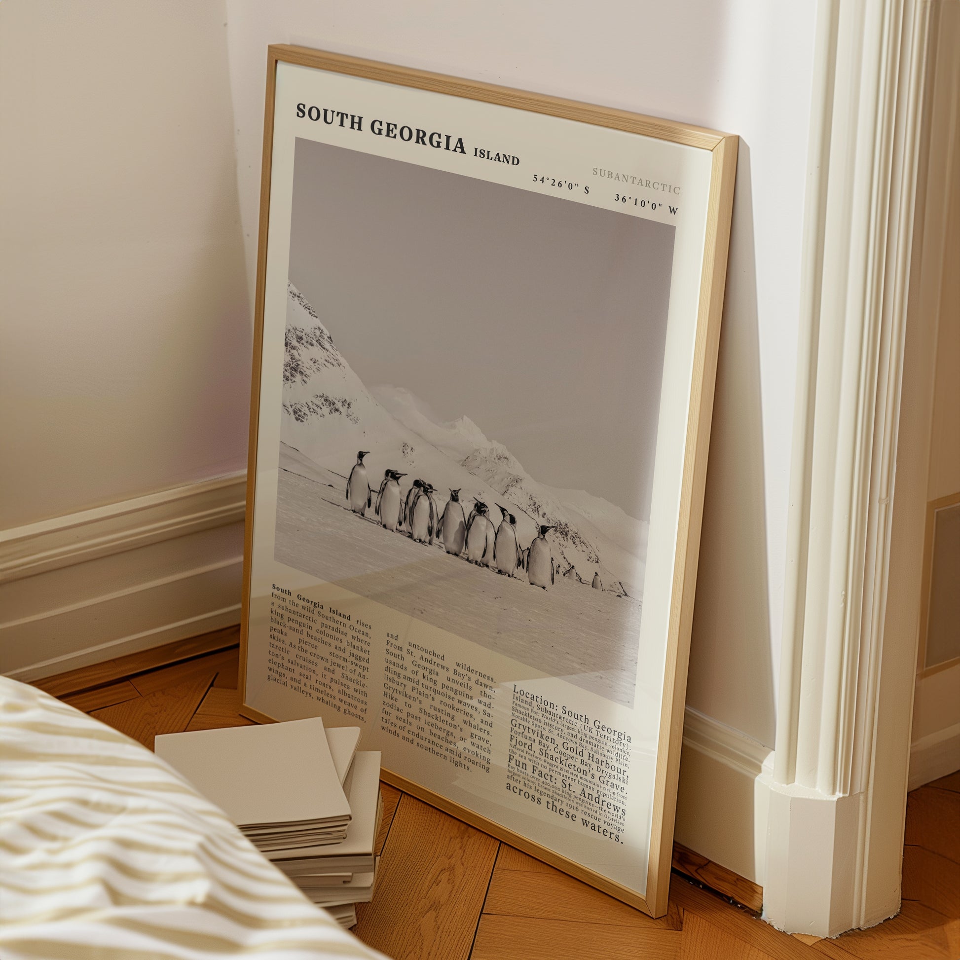 South Georgia Island Black and White Vintage Poster - Evergreen Posters