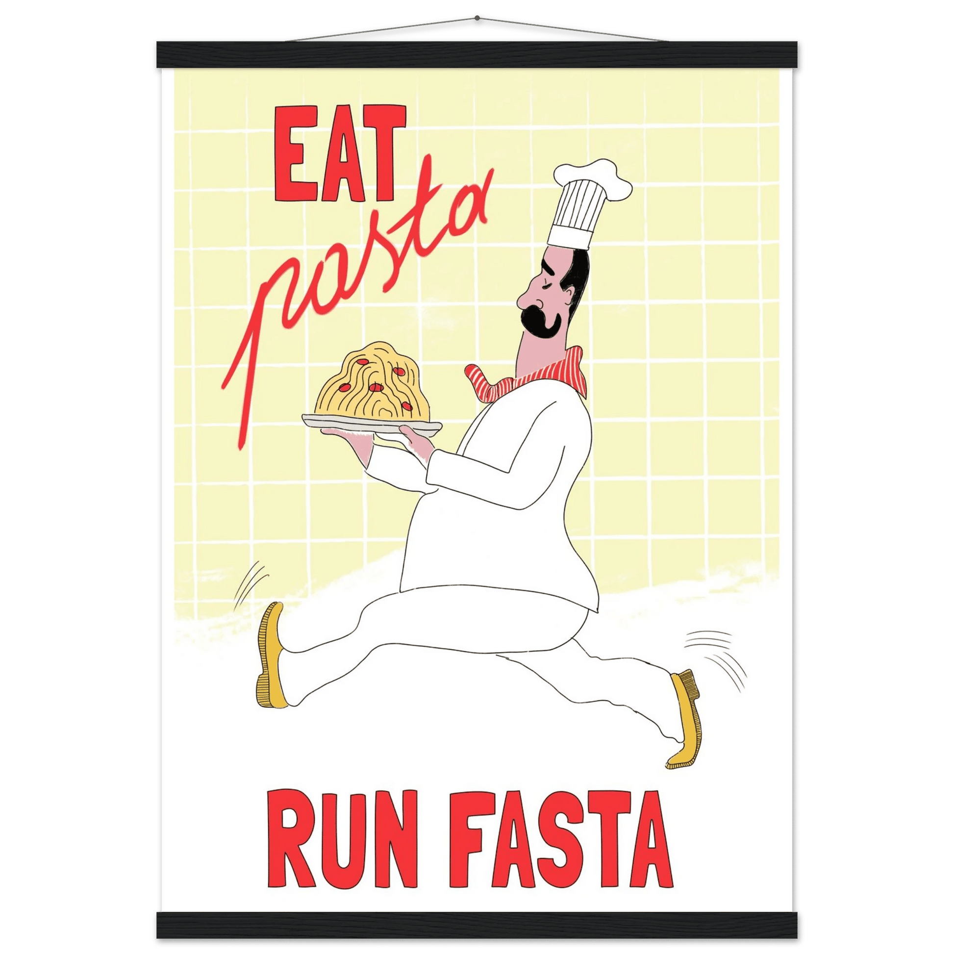Eat Pasta Run Fasta Poster – Playful Kitchen Wall Art Print (Digital & Printed Options) - Evergreen Posters