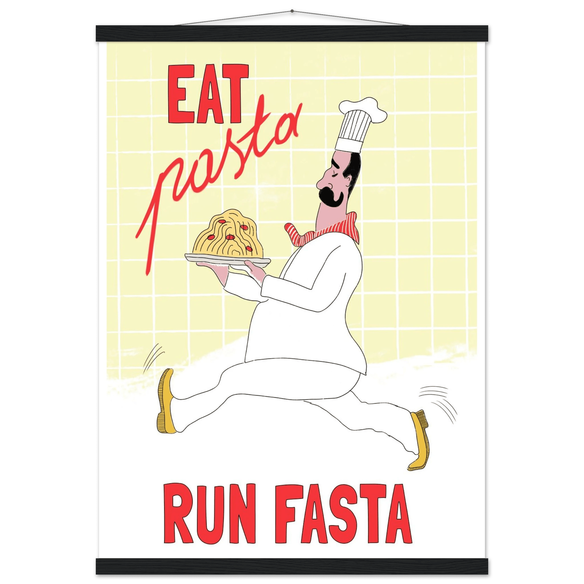 Eat Pasta Run Fasta Poster – Playful Kitchen Wall Art Print (Digital & Printed Options) - Evergreen Posters