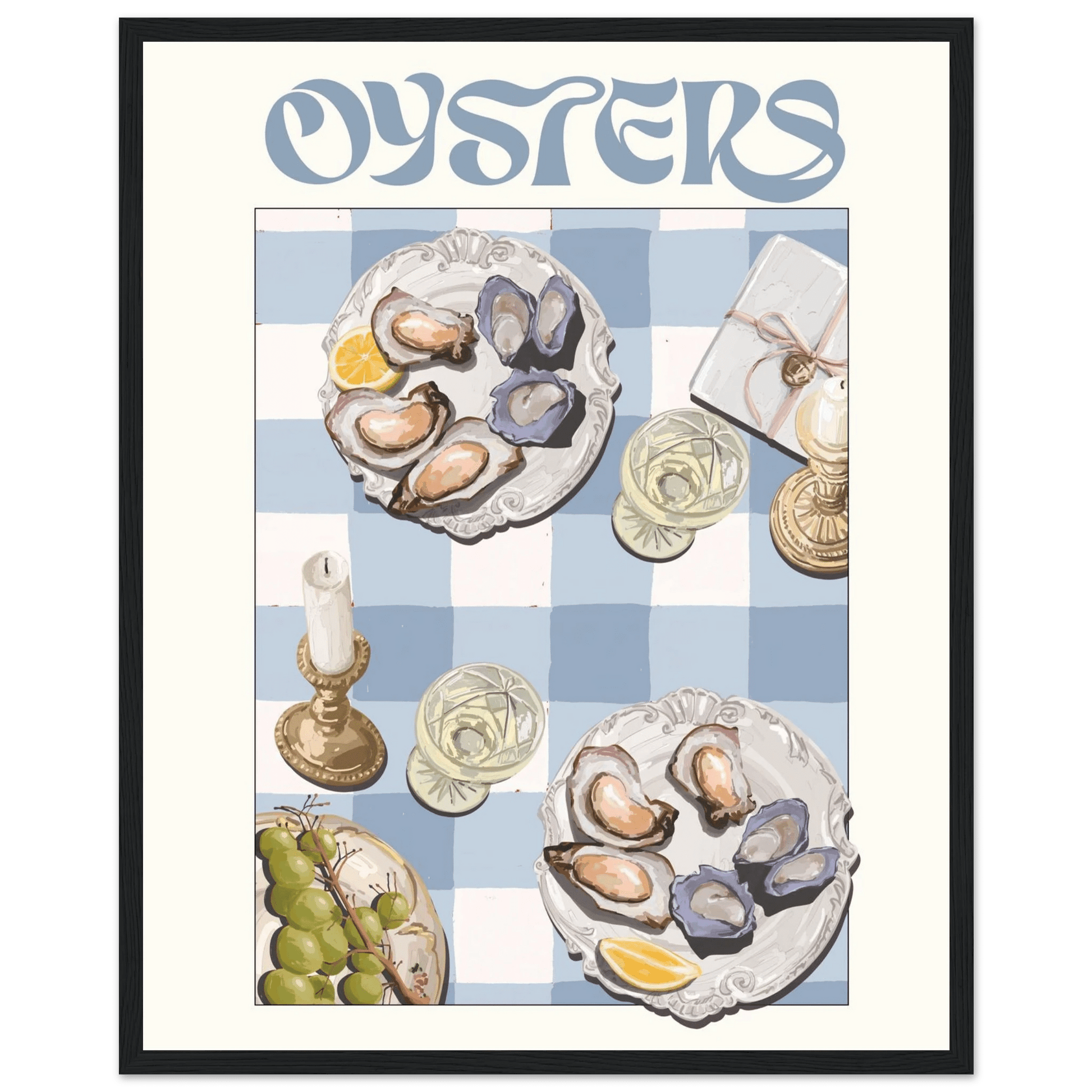 Oysters Poster – Playful Seafood Kitchen Wall Art Print (Digital & Printed Options) - Evergreen Posters